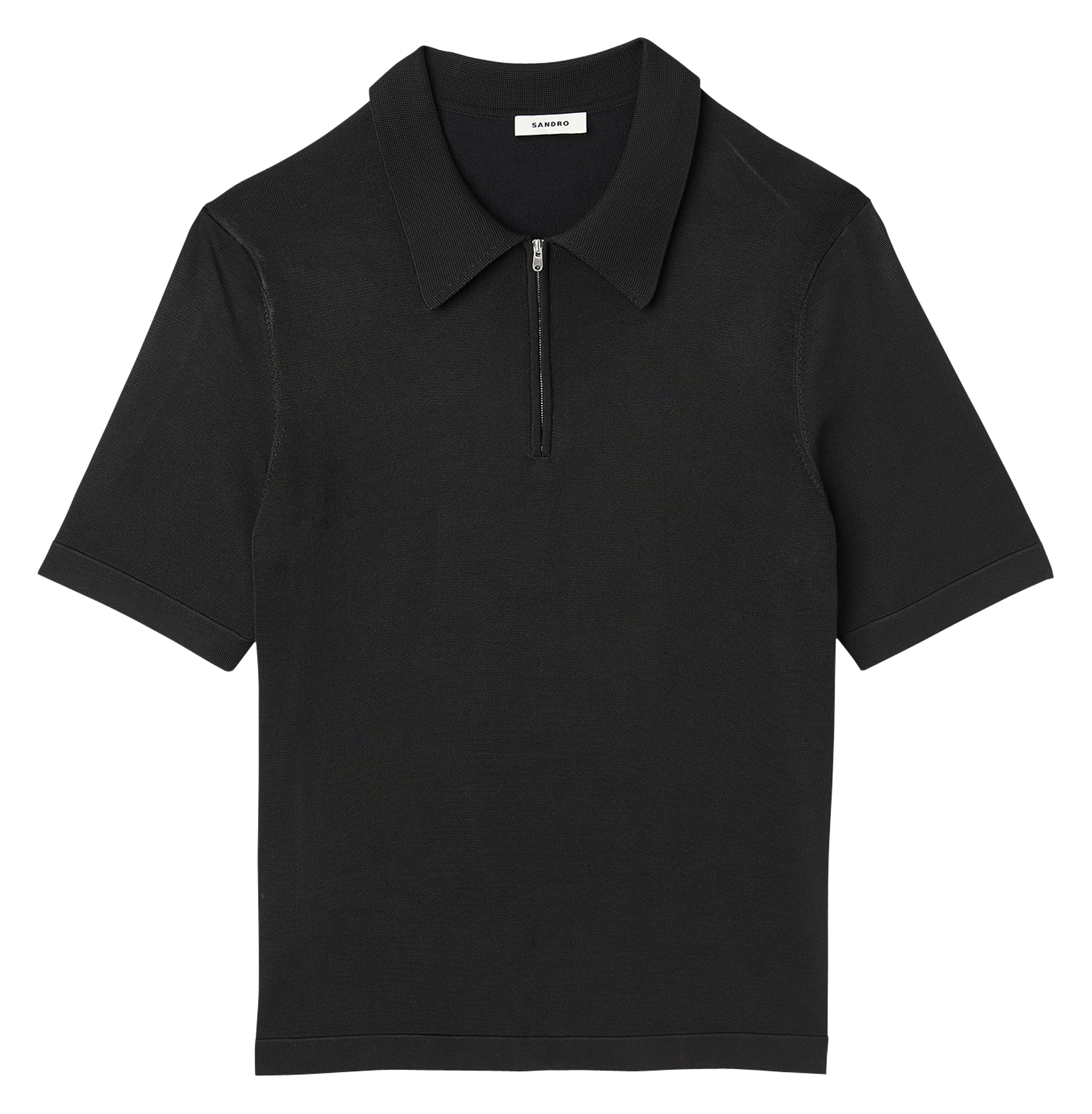 Short-sleeved T-shirt with zip-up polo collar SANDRO Black
