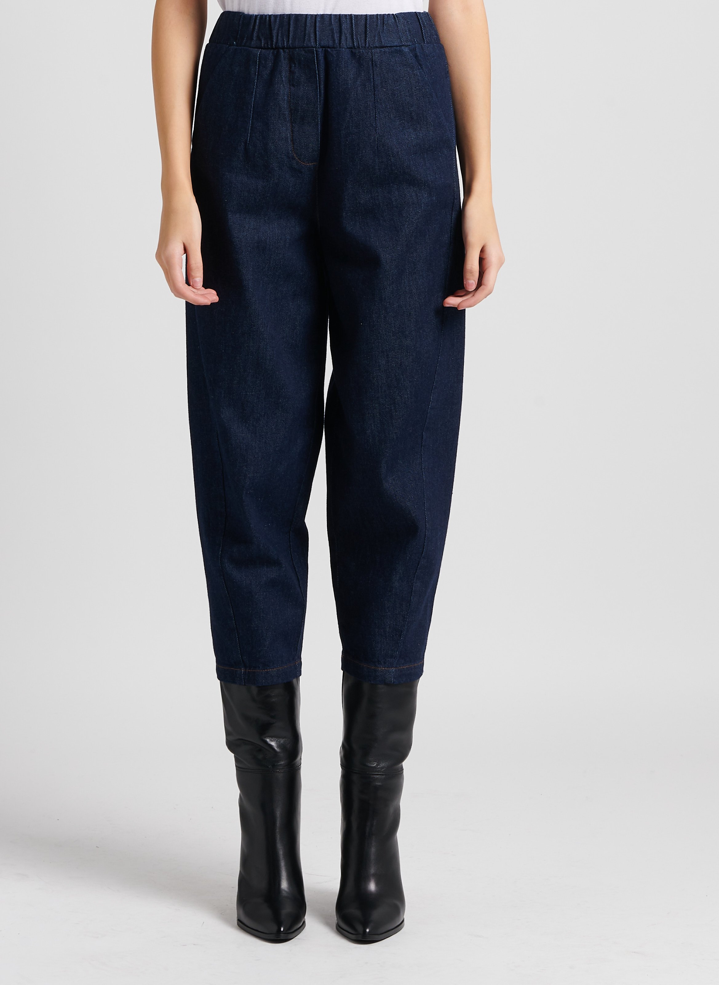 Pantalon large taille haute en coton HUMILITY Bleu