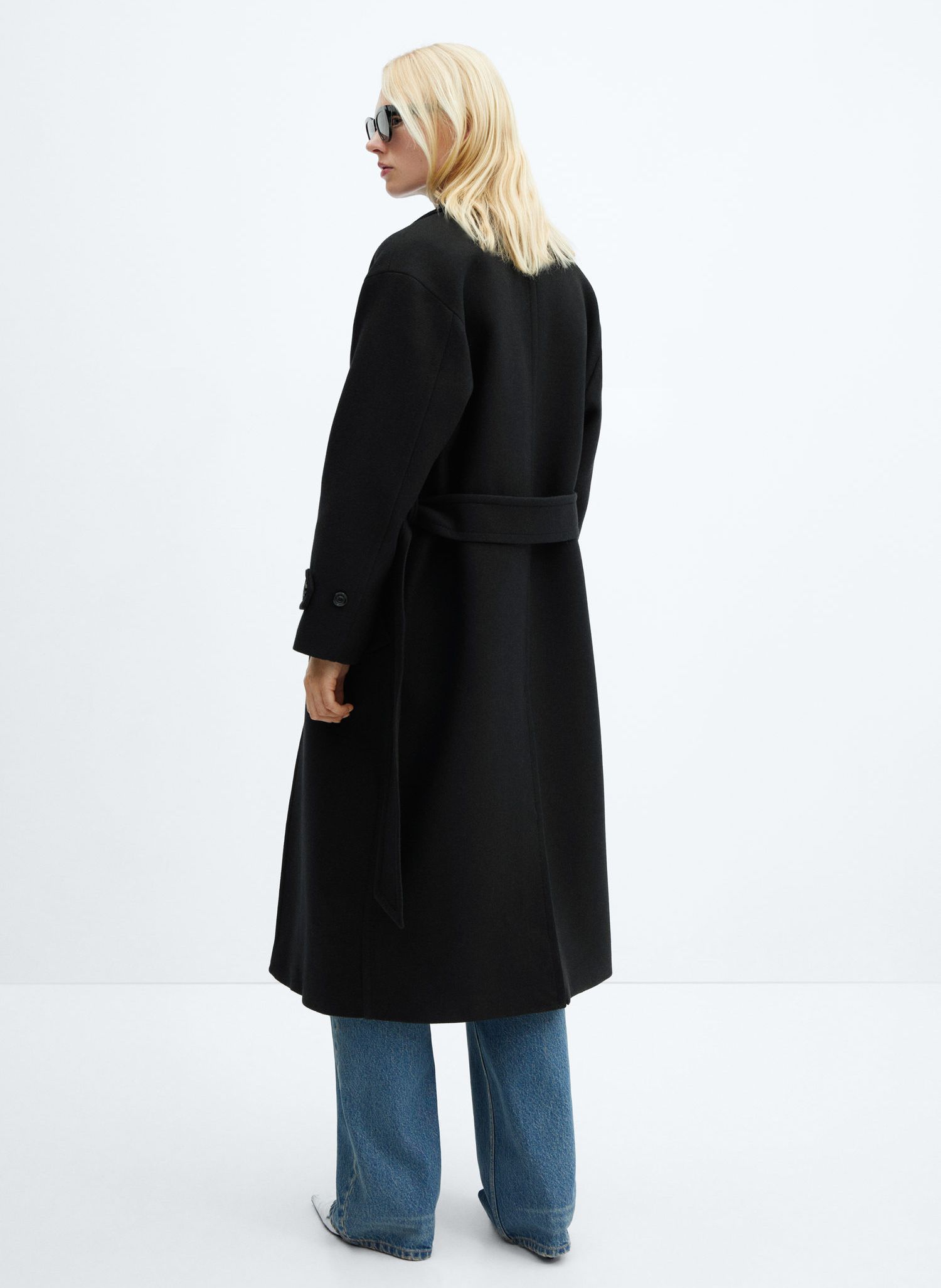 Manteau long noir mango hot sale