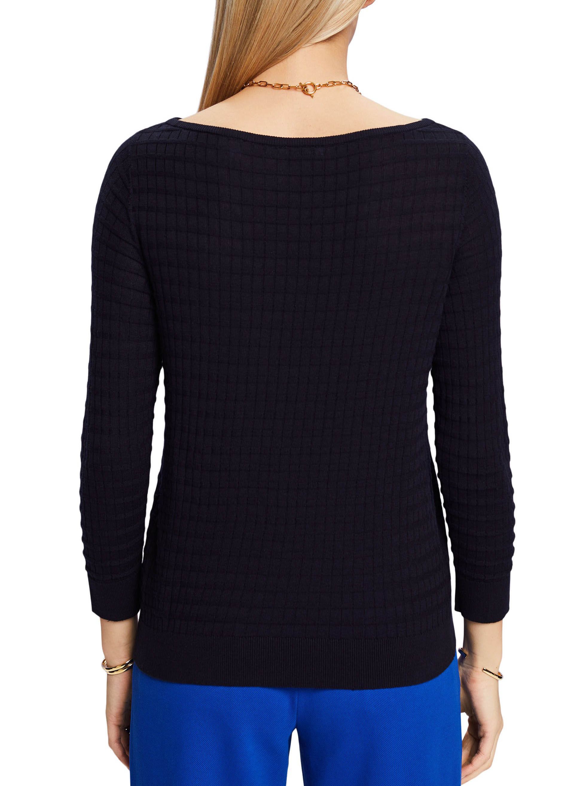 Pull droit col bateau en coton ESPRIT Bleu