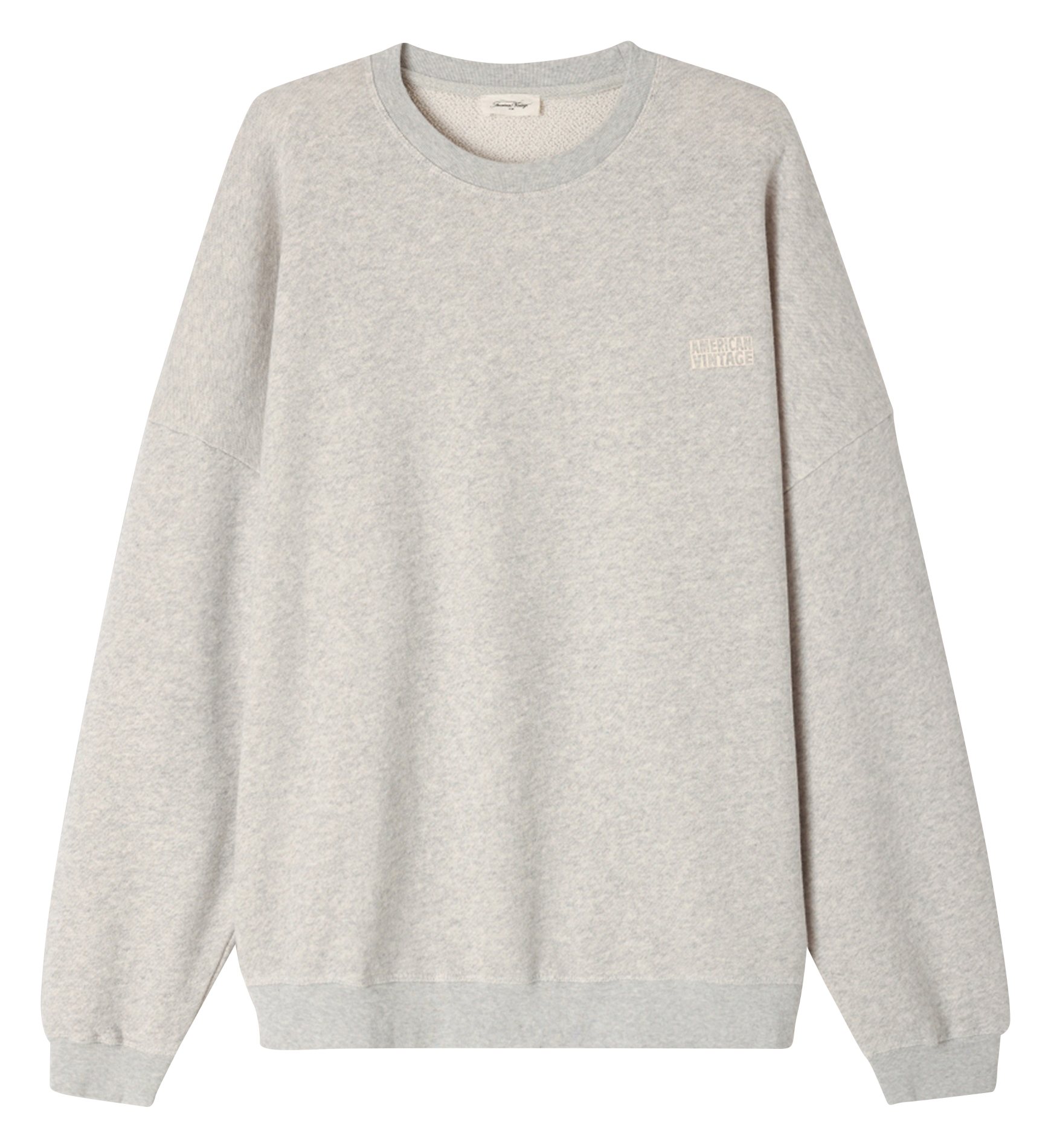 Round-neck organic cotton sweatshirt with screen print AMERICAN VINTAGE Grey