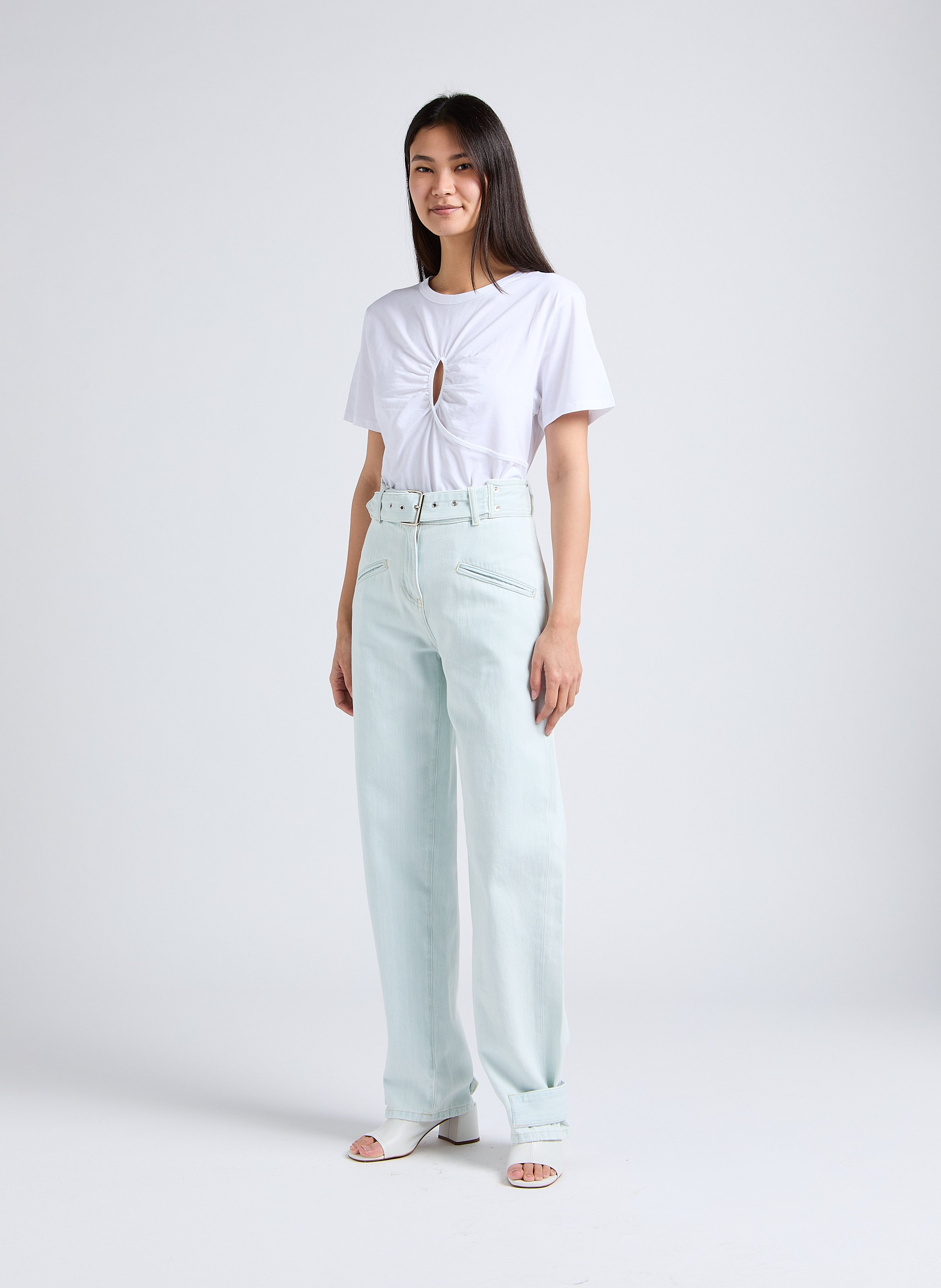 High-rise wide-leg cotton jeans IRO Blue
