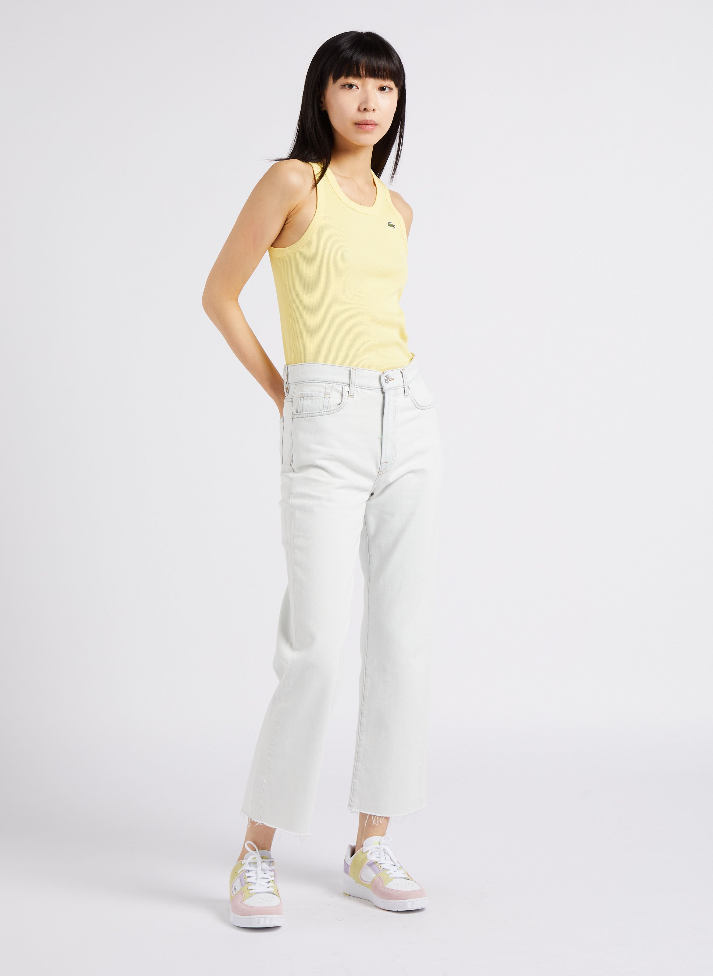 Rechte, katoenen jeans met hoge taille 7 FOR ALL MANKIND Blauw