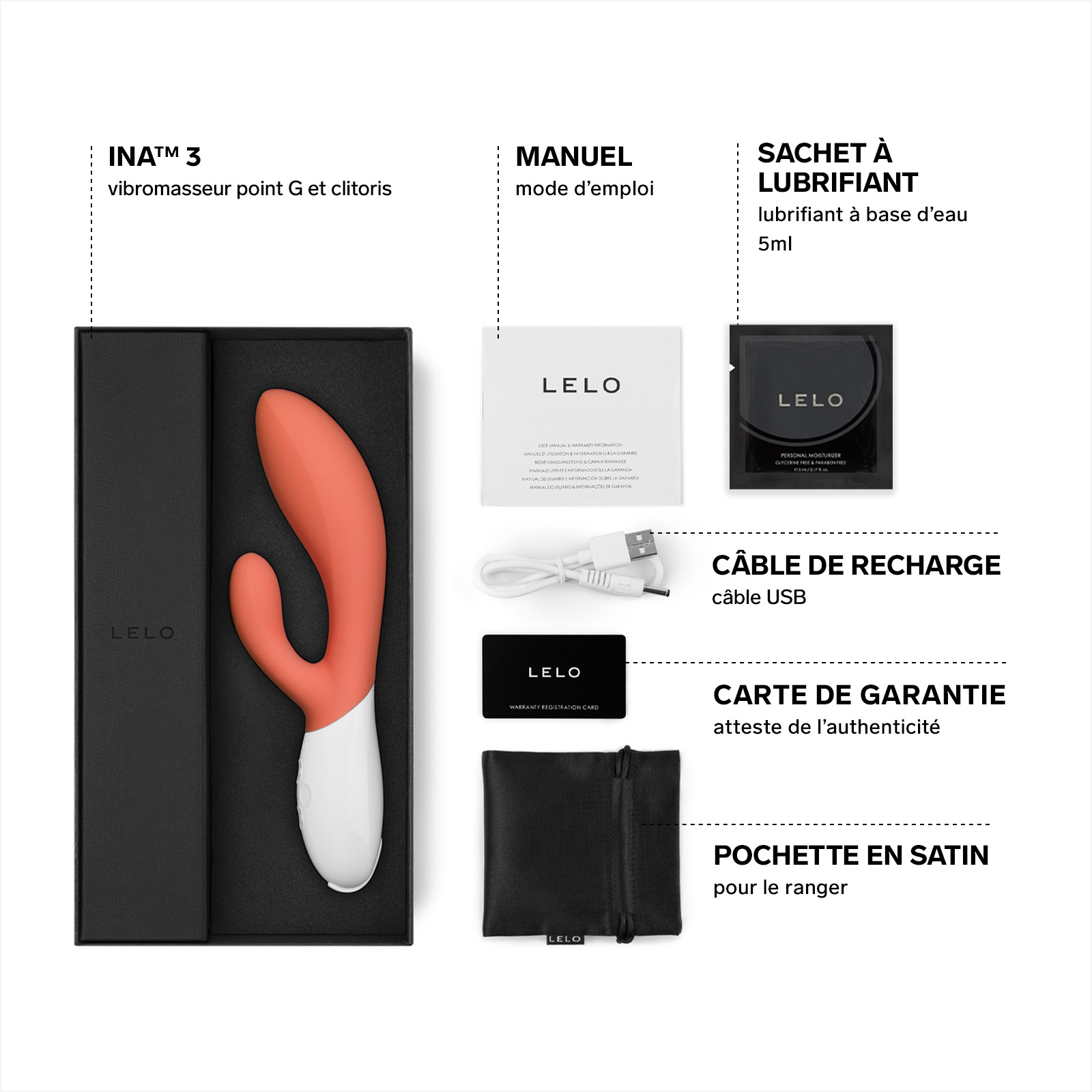 Clitoral stimulator and G-spot rabbit vibrator LELO Rouge
