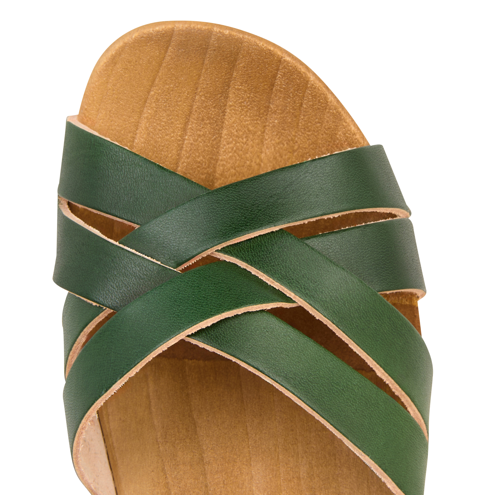 Strappy leather heeled sandals BOSABO Green