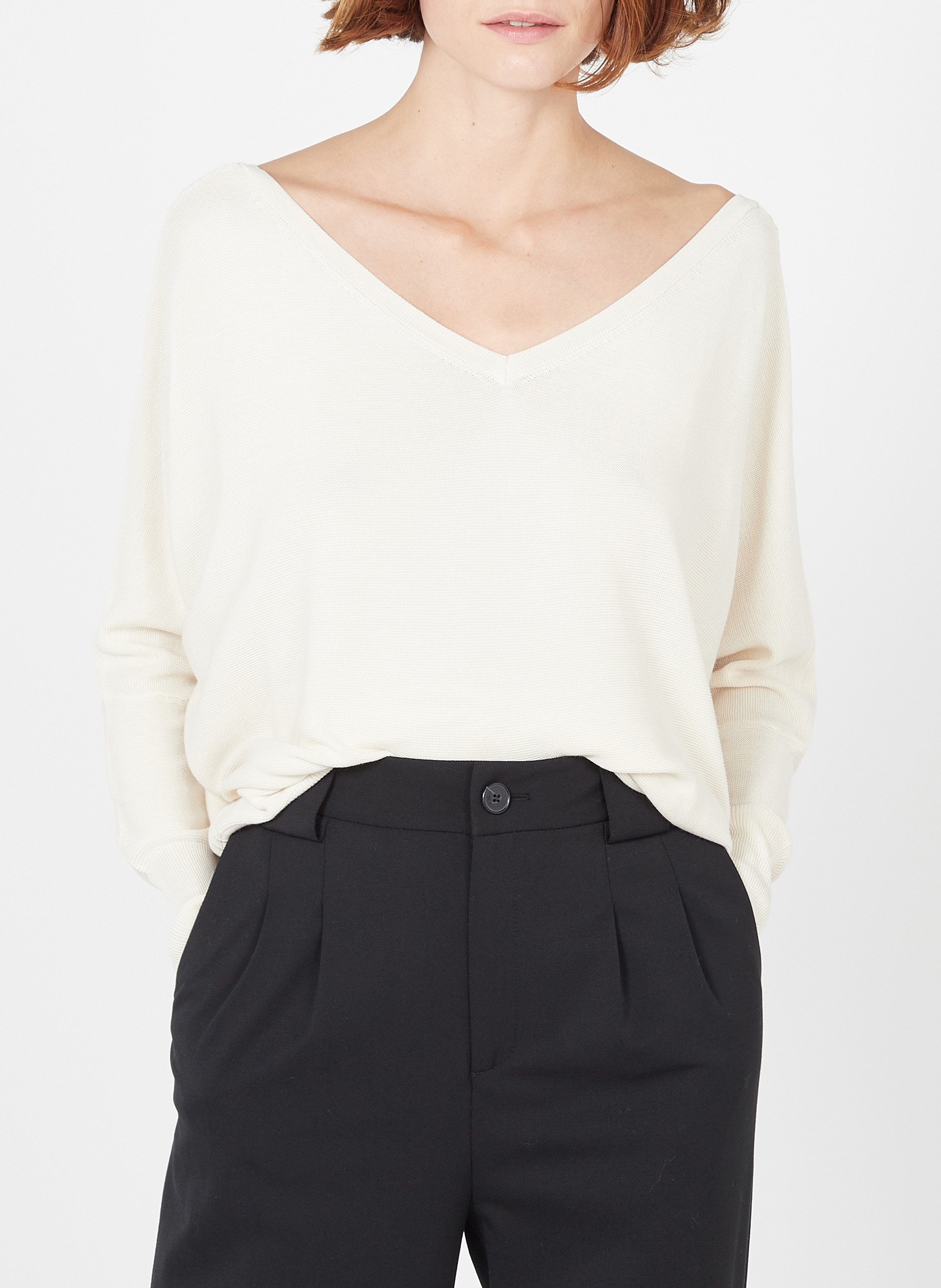 Gilet boutonné col V en coton mélangé BA&SH Beige