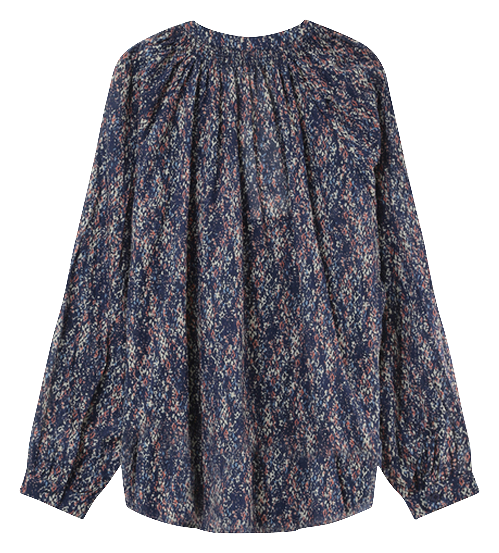 V-neck buttoned patterned blouse Blue