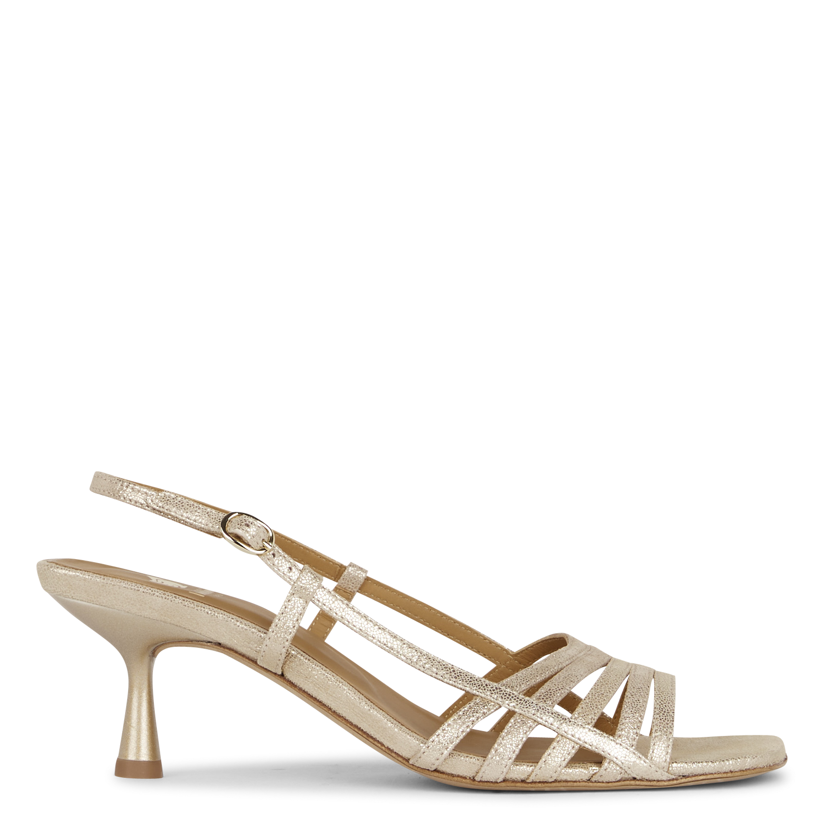 Heeled metallic leather sandals BOBBIES Golden