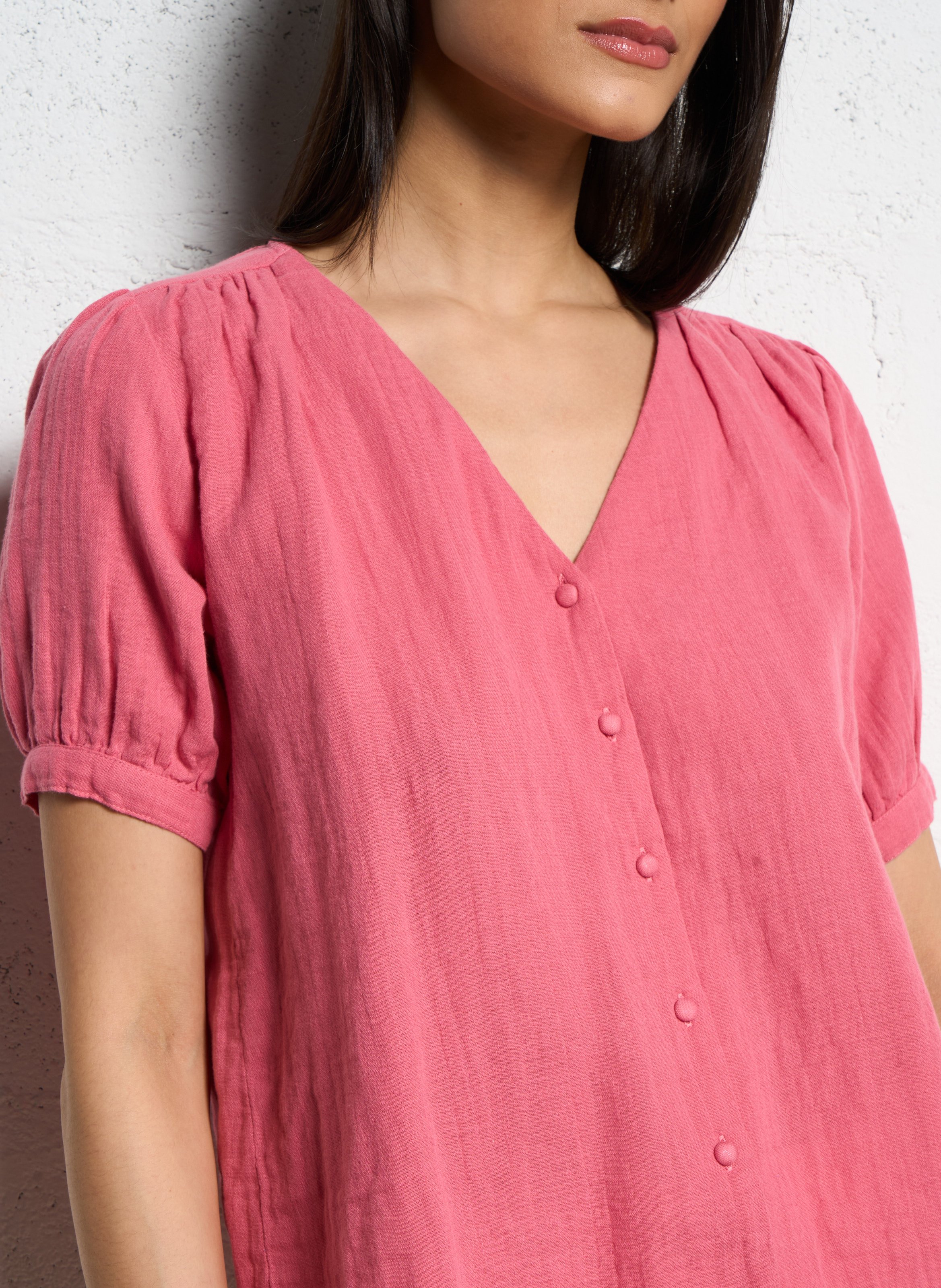 Cotton gauze V-neck top LA PETITE ETOILE Pink