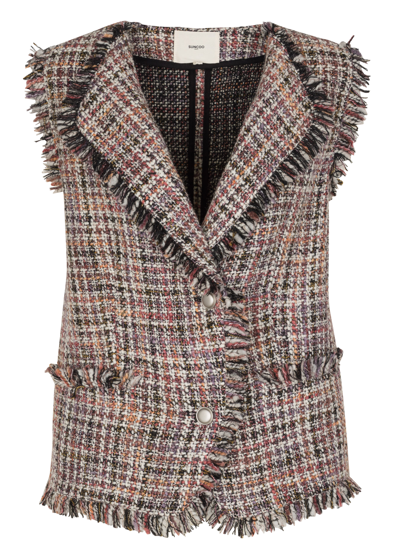 Veste droite sans manches en laine recyclée mélangée SUNCOO Rouge