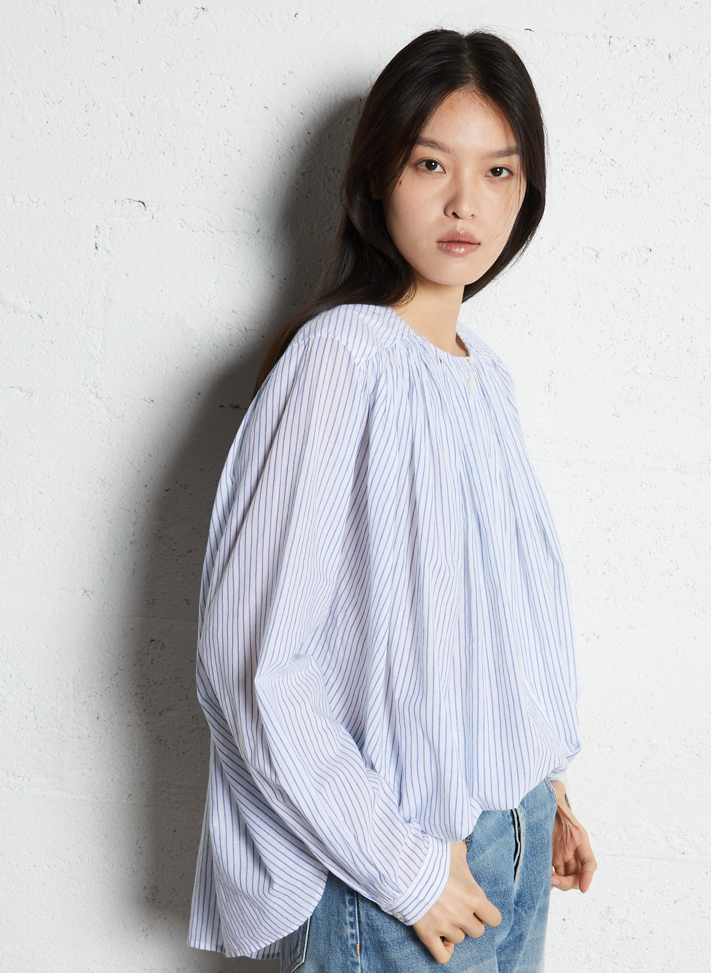 Kurzes Baumwollkleid mit Rundhalsausschnitt LAURENCE BRAS Blau