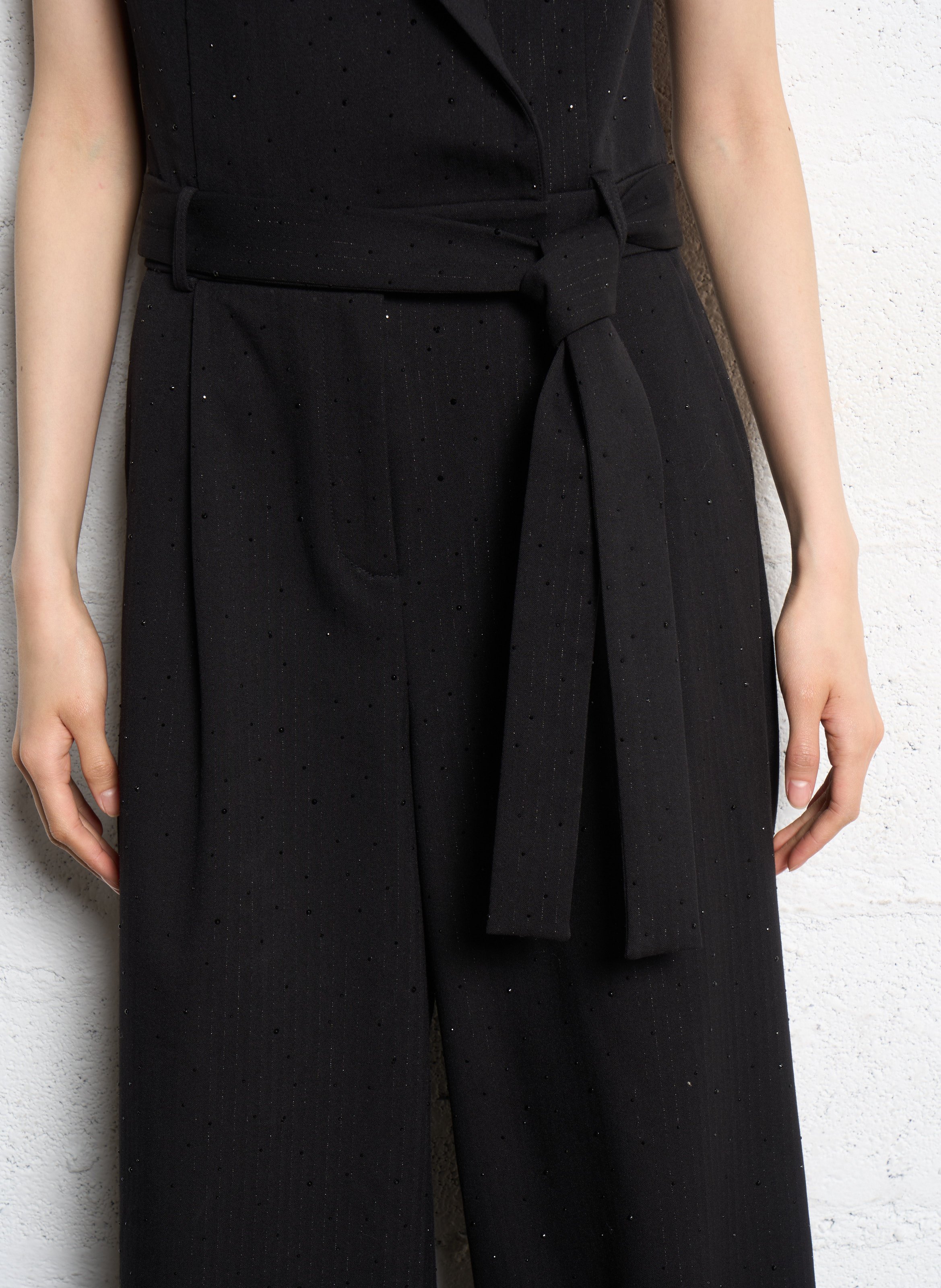 Combinaison col tailleur à strass SUNCOO Noir