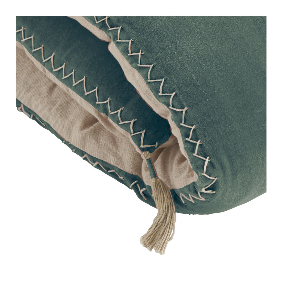 Celadon cotton velvet futon BLANC D'IVOIRE Green