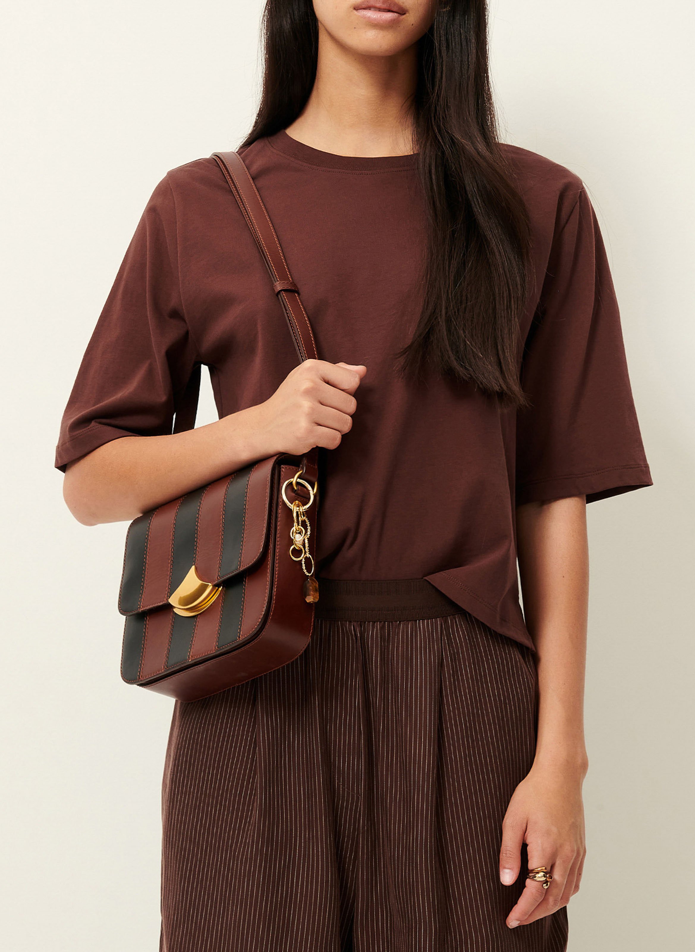 Ruimvallend, katoenen T-shirt met ronde hals SESSUN Bruin