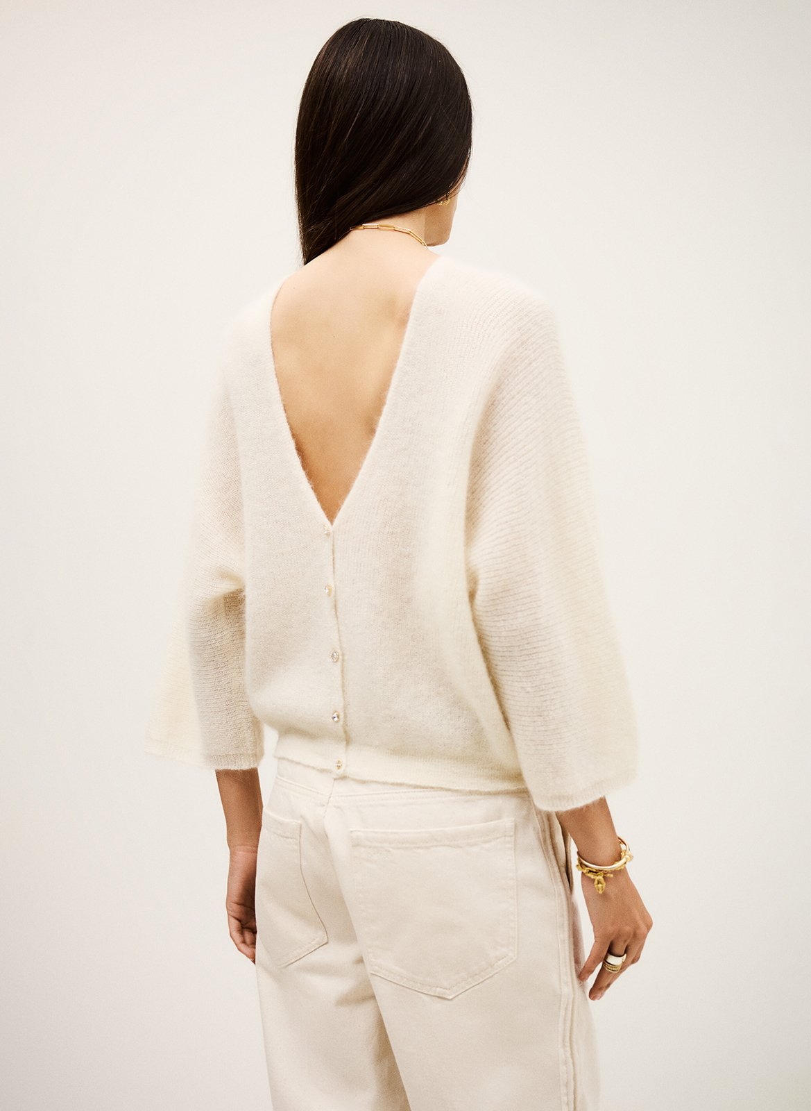 Rechte, gebreide trui met ronde hals BA&SH Beige