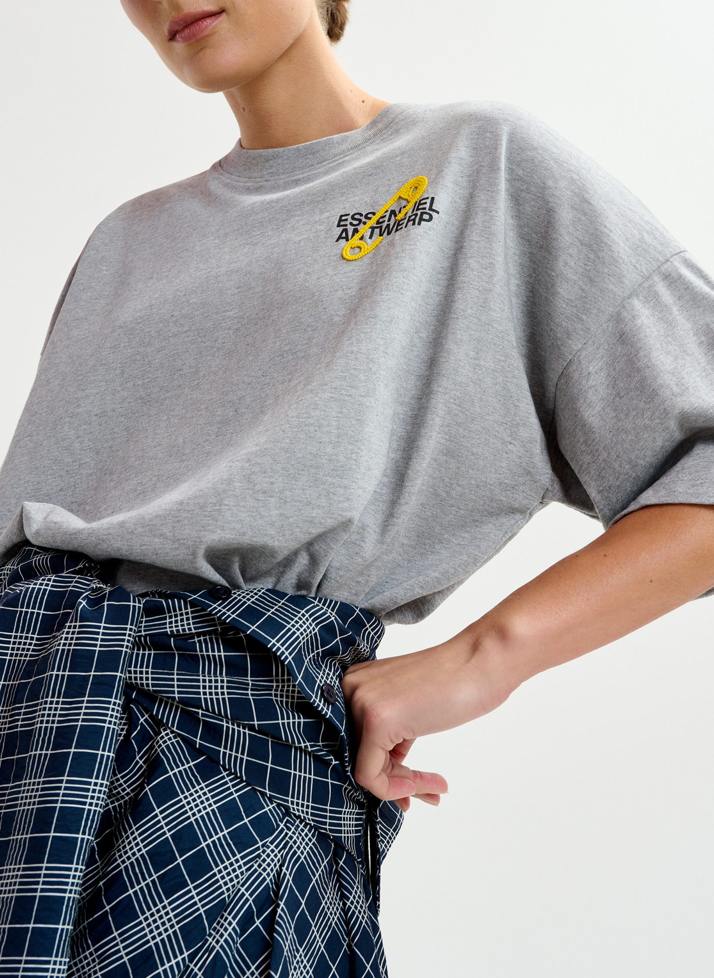 Round-neck organic cotton T-shirt ESSENTIEL ANTWERP Grey