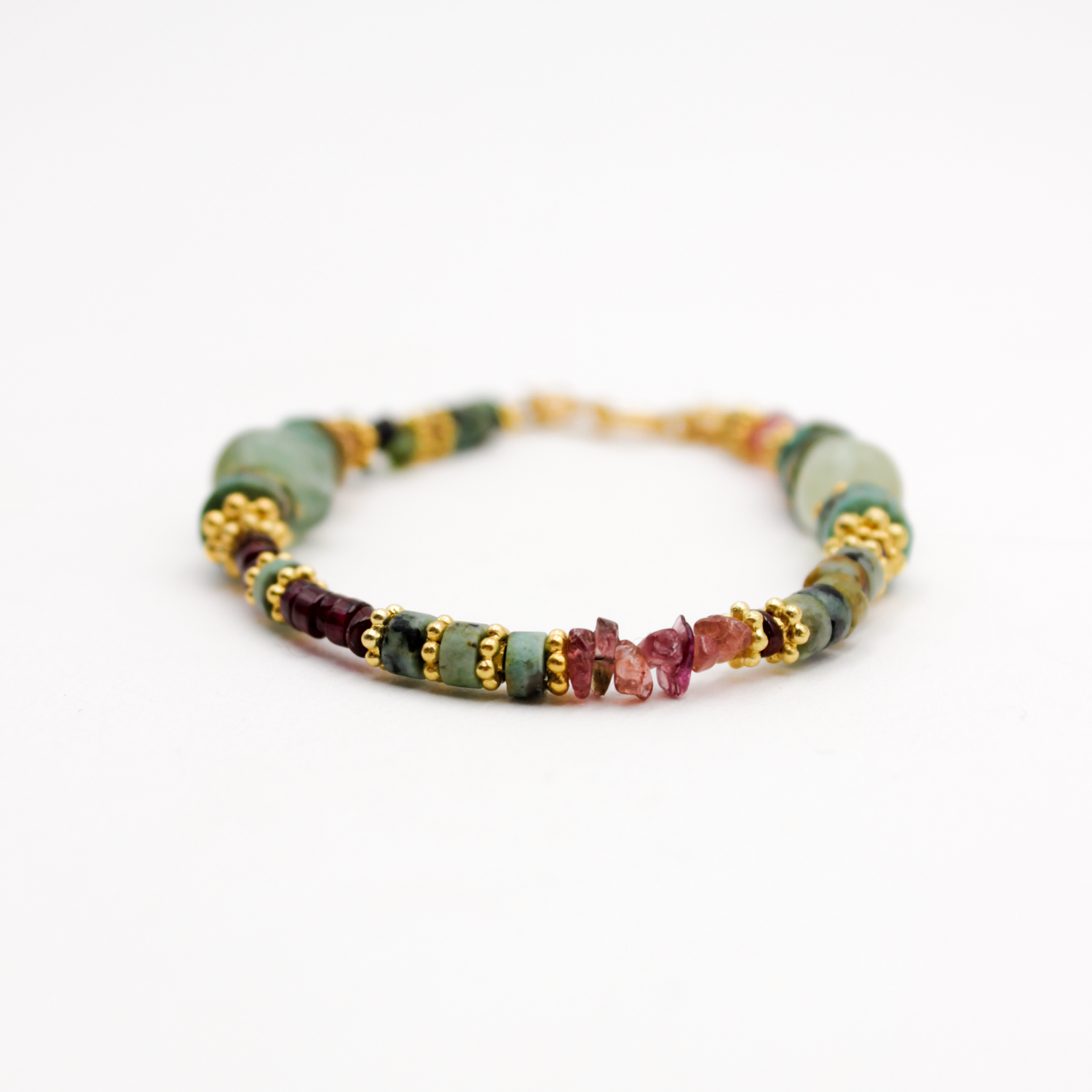 Heishi beads and gemstones bracelet - Charlotte L'ATELIER DES DAMES Golden