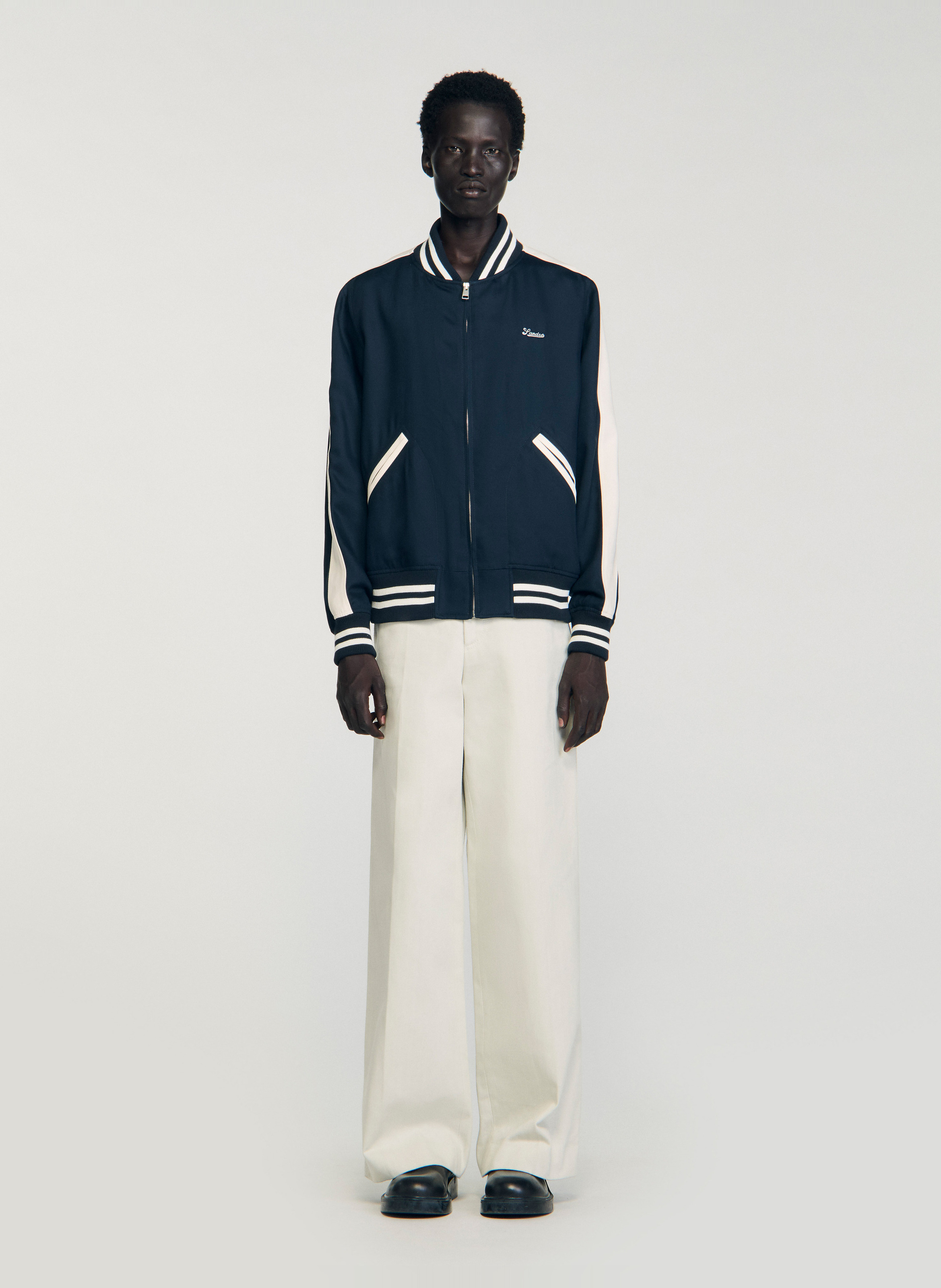 Recht jasje met baseballkraagje SANDRO Blauw