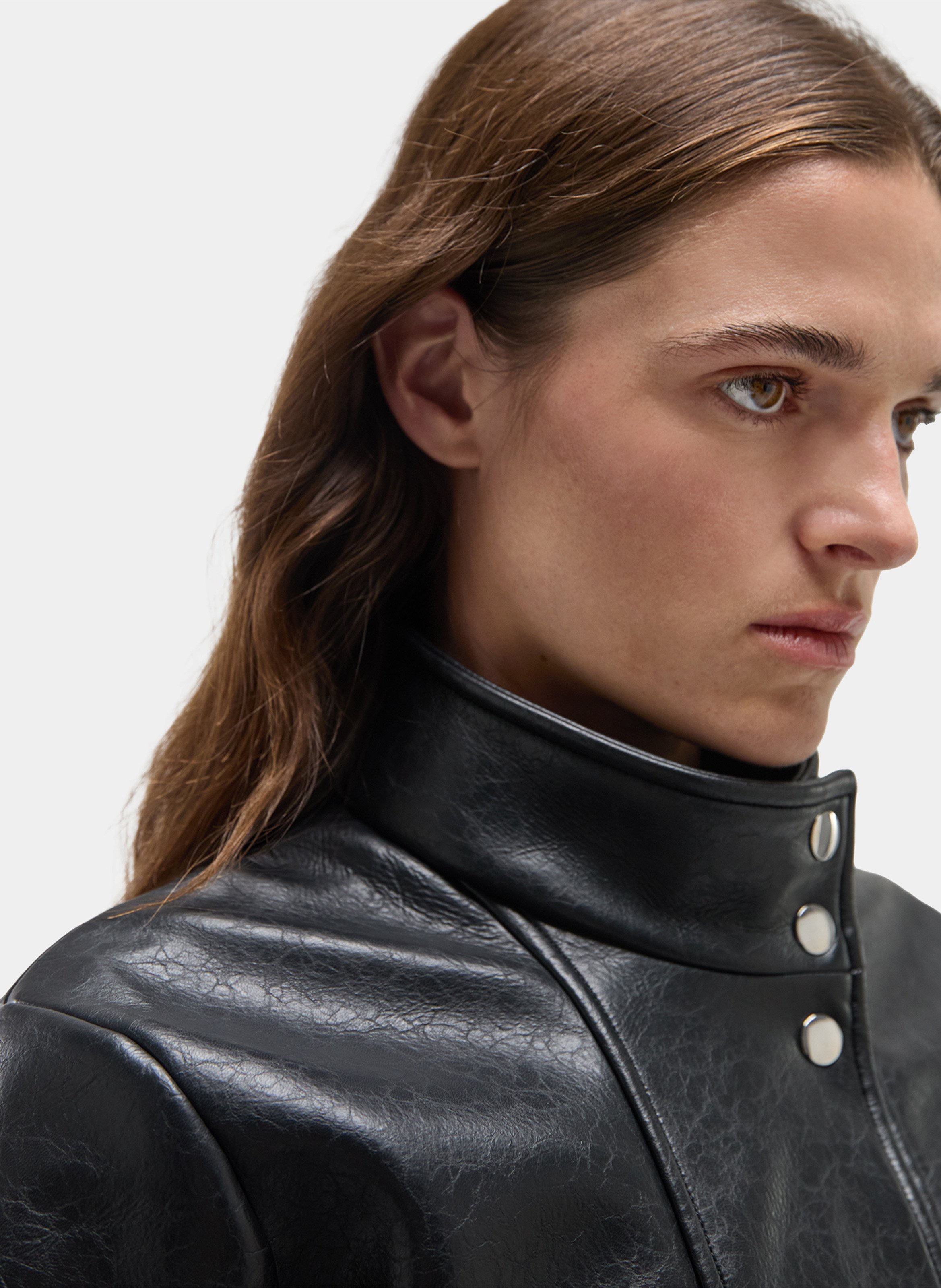 Faux leather jacket with high collar LAAGAM Black