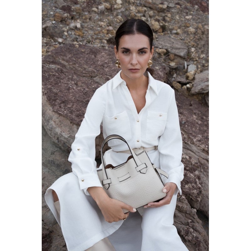 Handbag - cowhide leather Beige