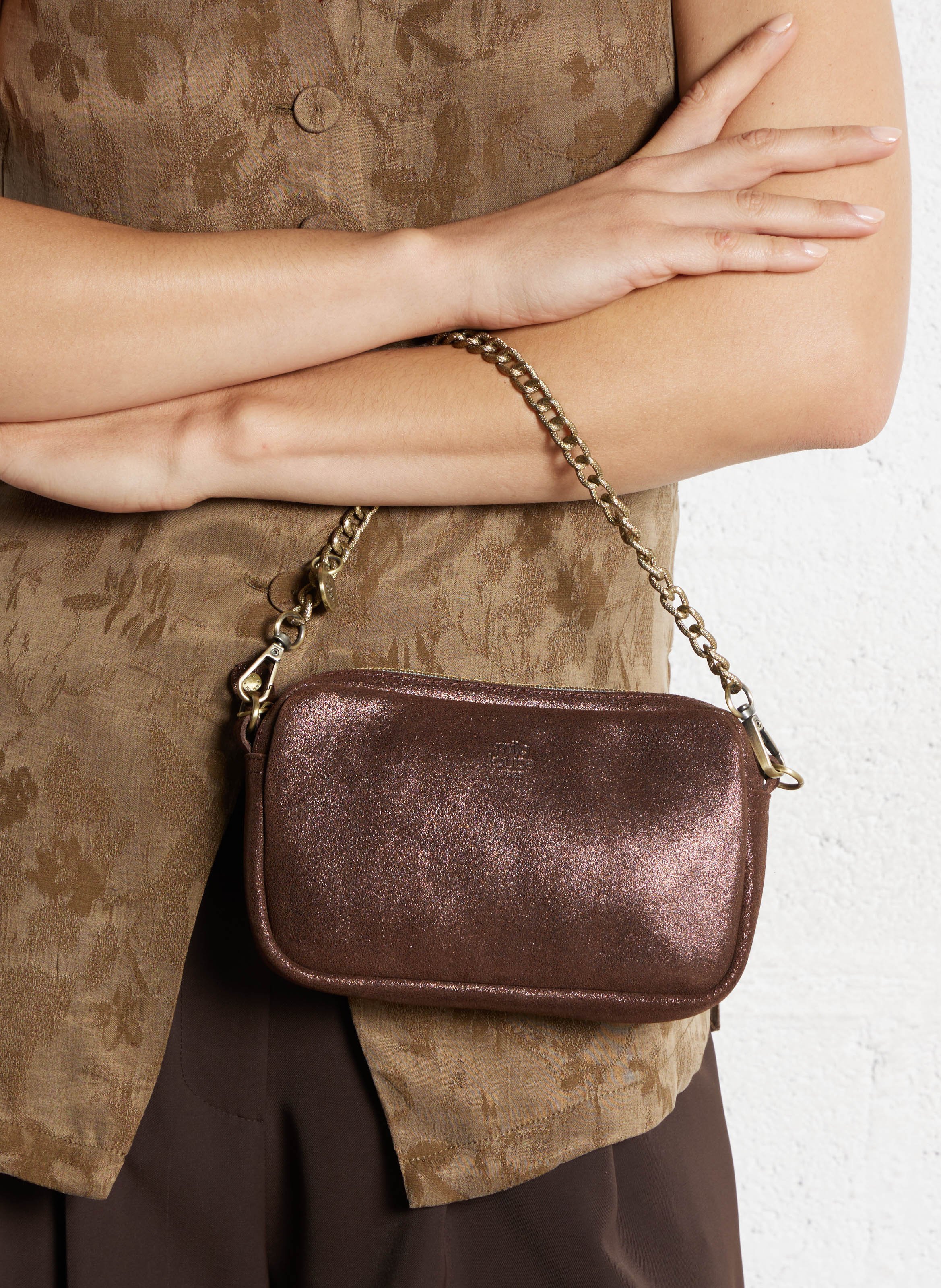 Leren crossbodytas  MILA LOUISE Bruin