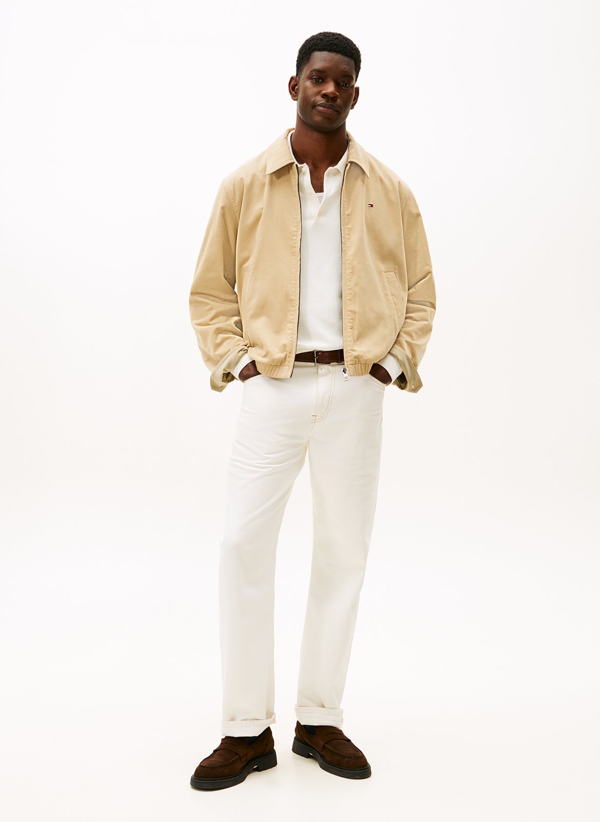 Veste droite col classique en coton TOMMY HILFIGER Beige