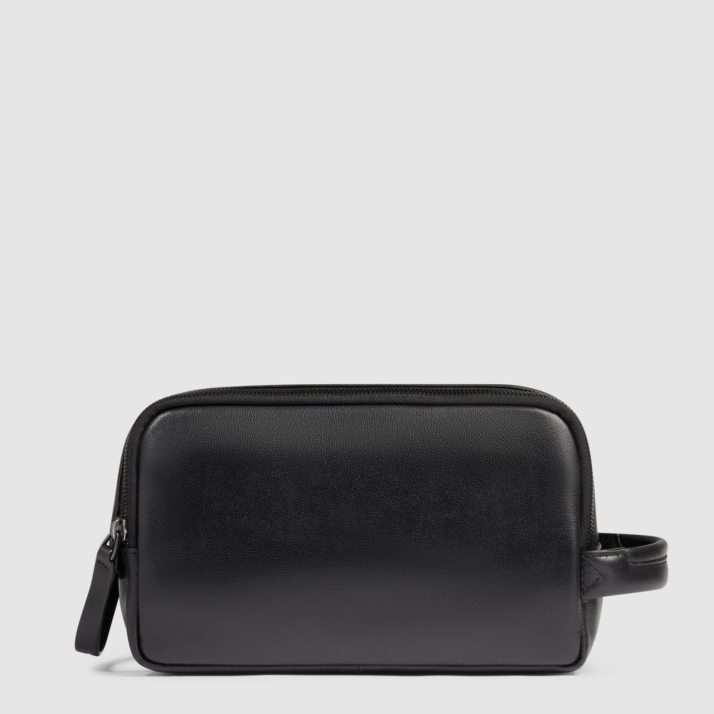 Leather toiletry bag PIQUADRO Black