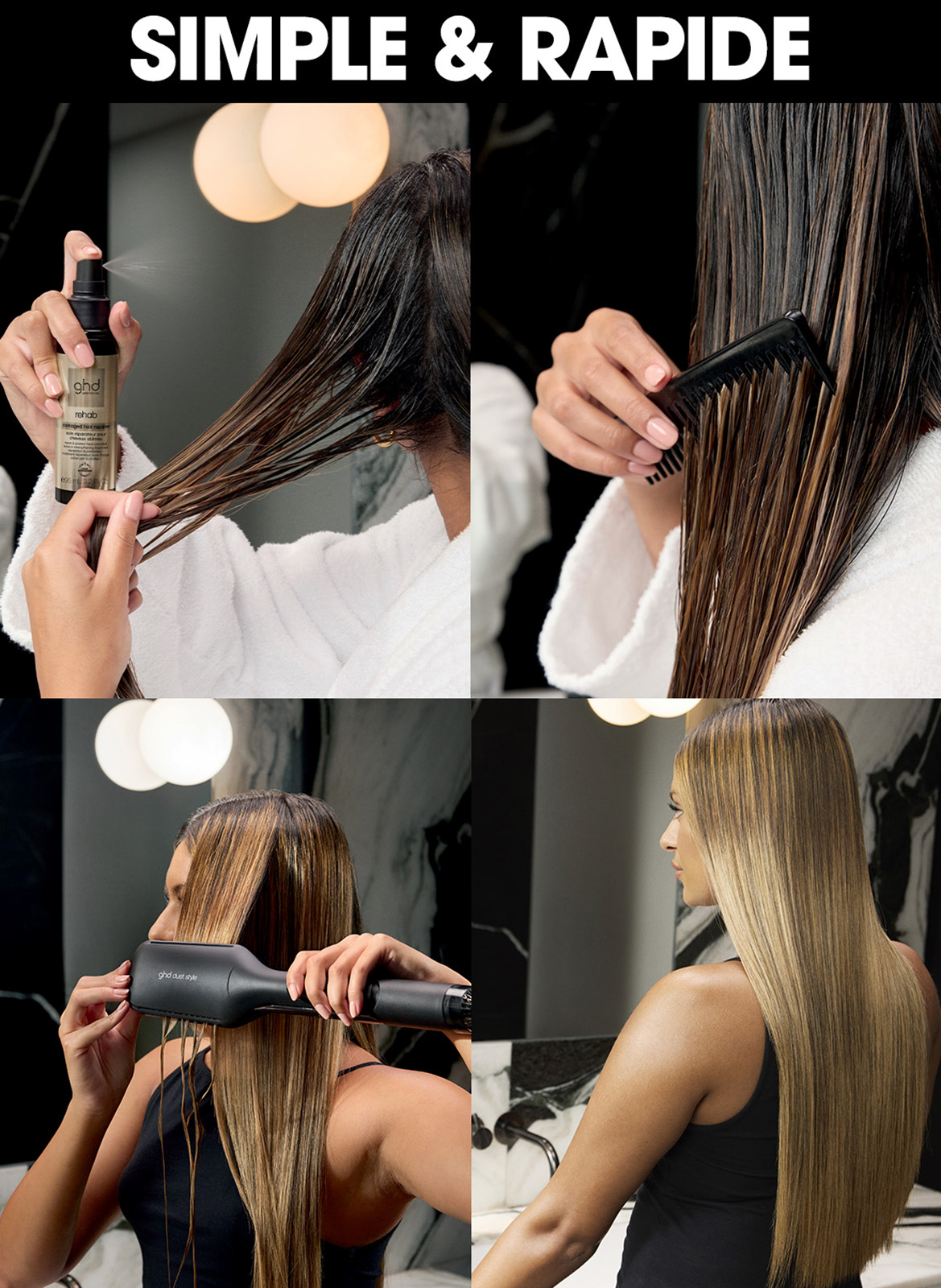 GHD REHAB - REPAIR TREATMENT FOR DAMAGED HAIR GHD Noir