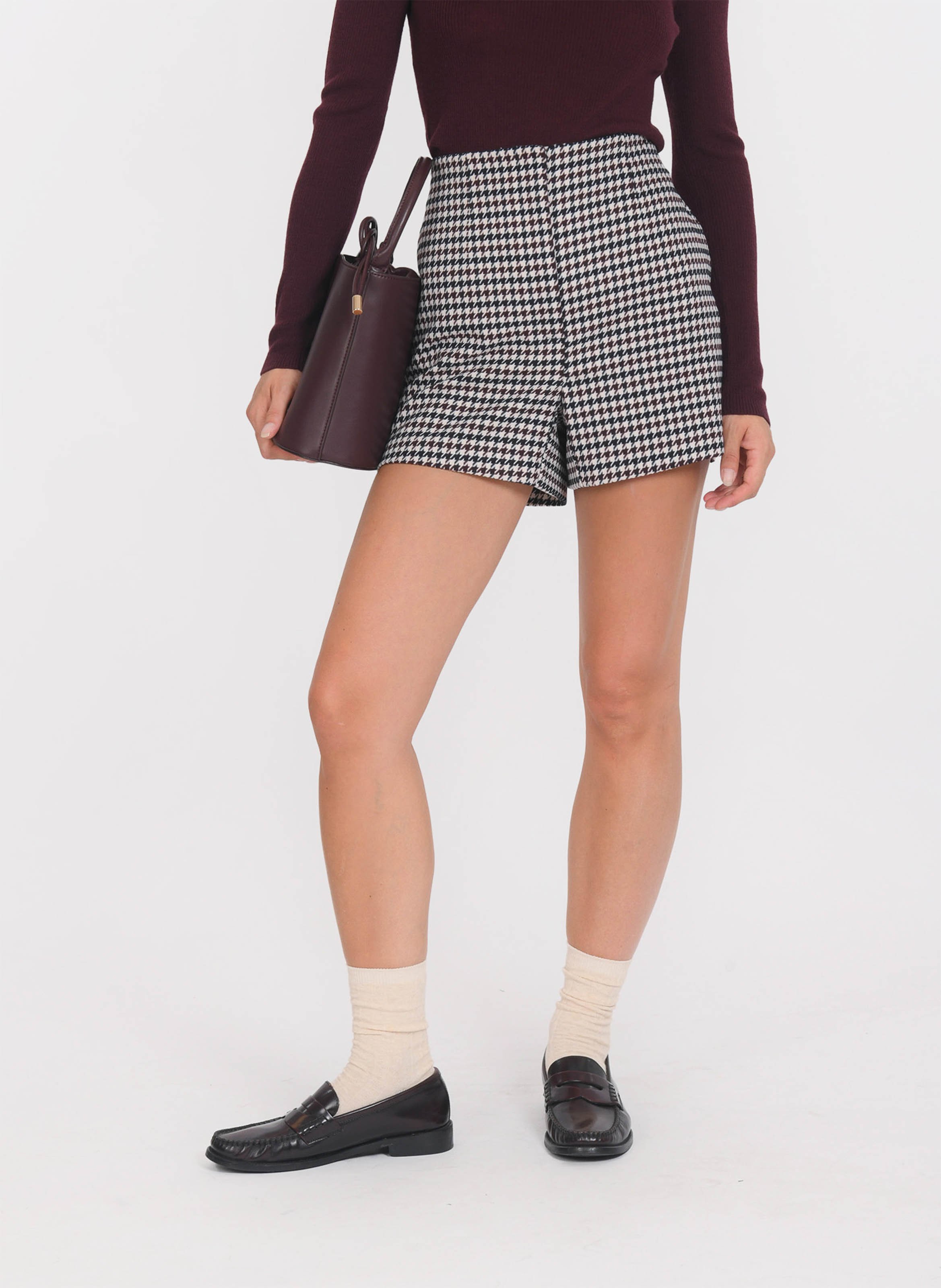 Short droit motif pied de poule KOOKAI Bleu