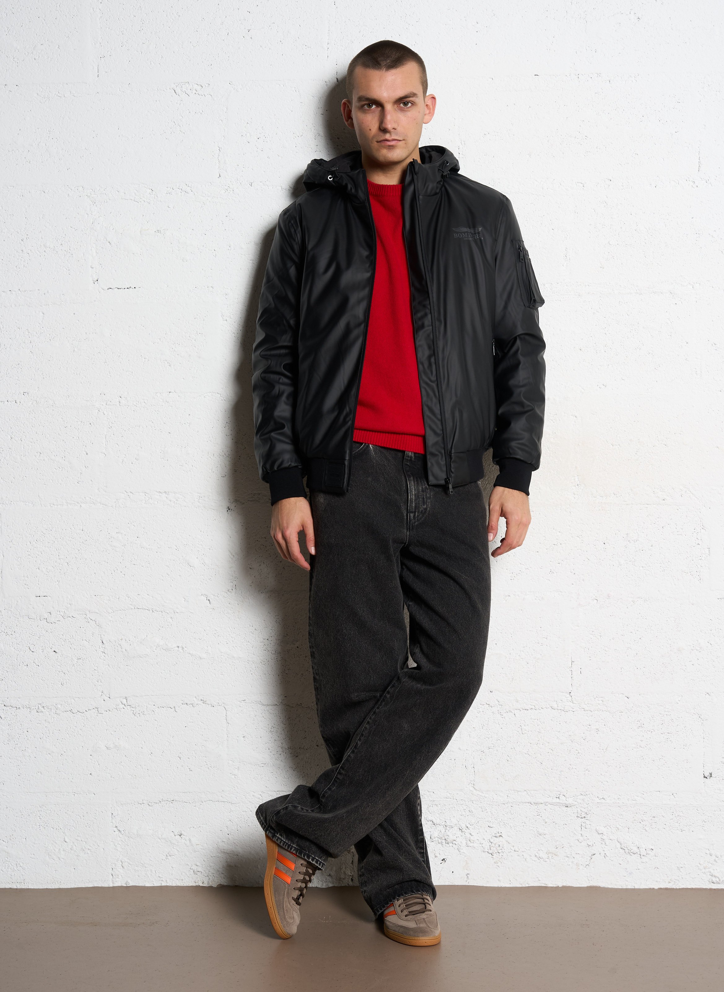 Veste droite zippée à capuche BOMBERS ORIGINAL Noir