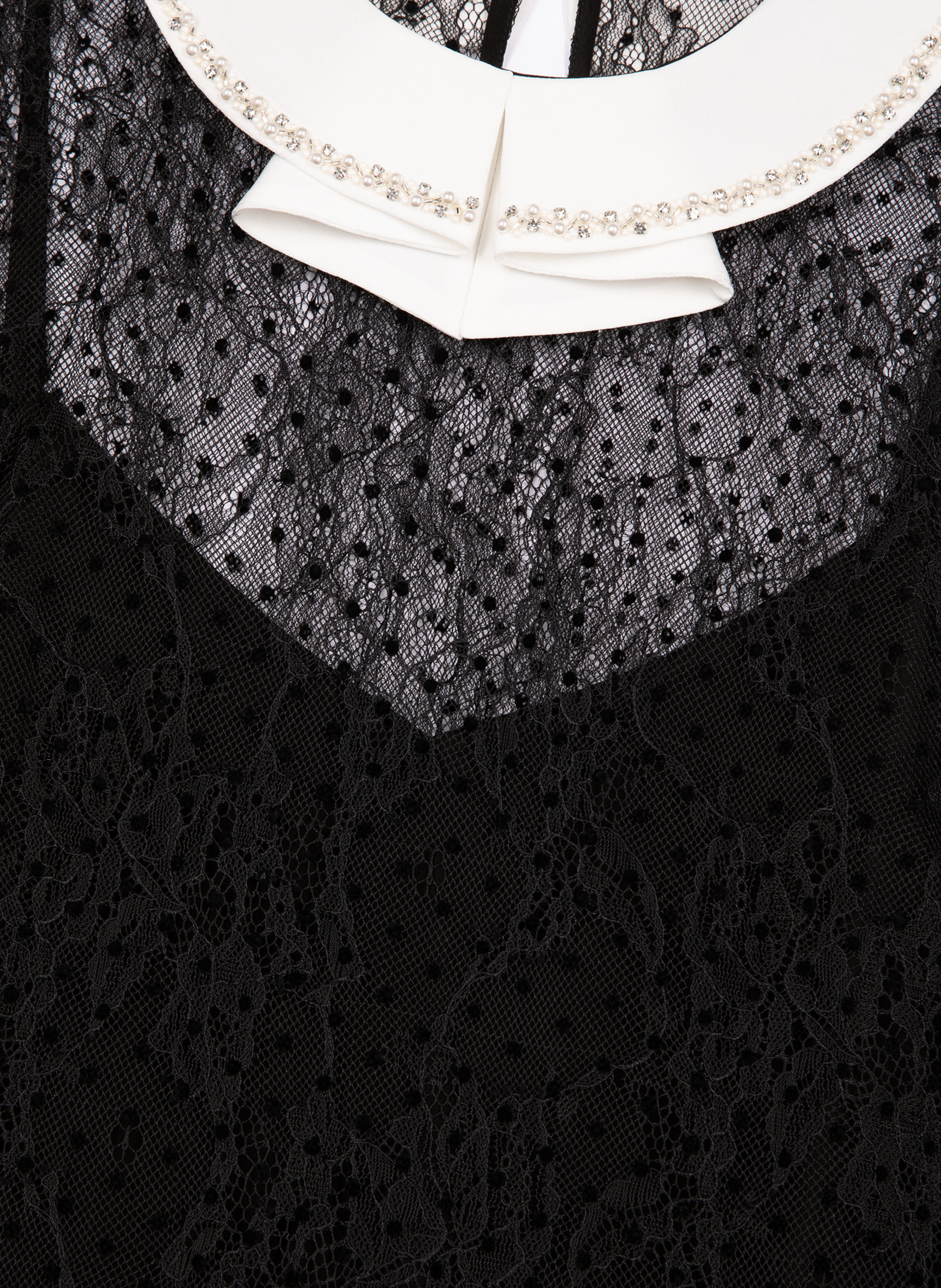 Short dress in plumetis lace and rhinestones THE KOOPLES Black