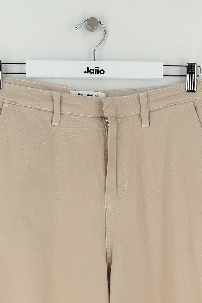 Straight cotton-blend pants REFORMATION - Seconde Main Beige