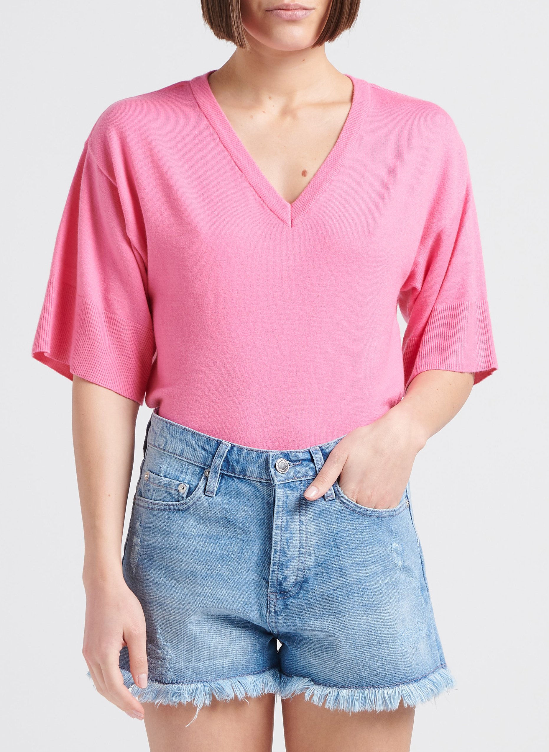 Pullover mit V-Ausschnitt MOSS COPENHAGEN Rosa