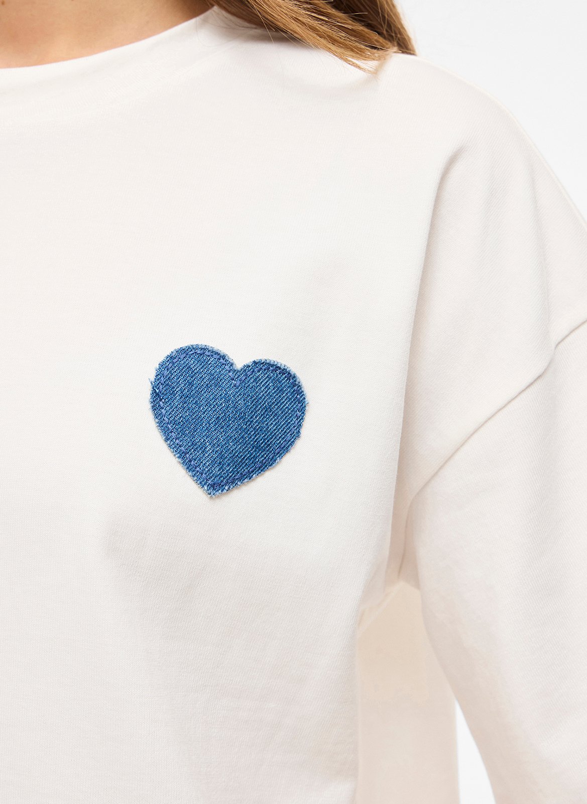 Tee-shirt col rond en coton bio mélangé VILA Blanc