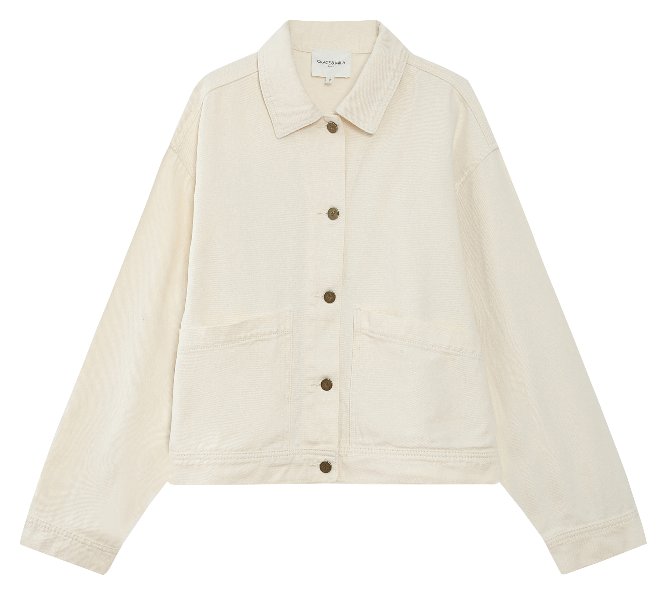 <p>Boxy Denim Jacke</p> GRACE ET MILA Weiss