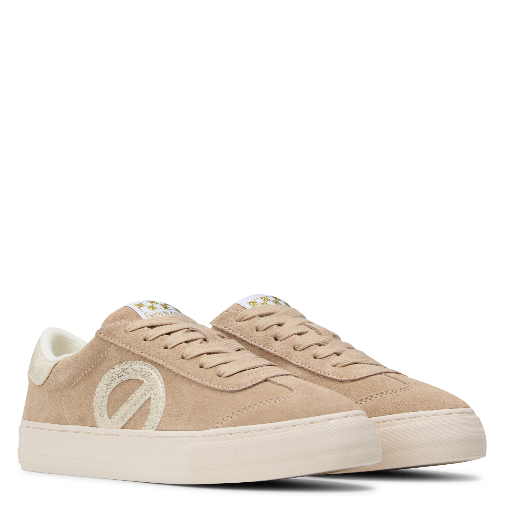 Lage baskets van leermix NO NAME Beige