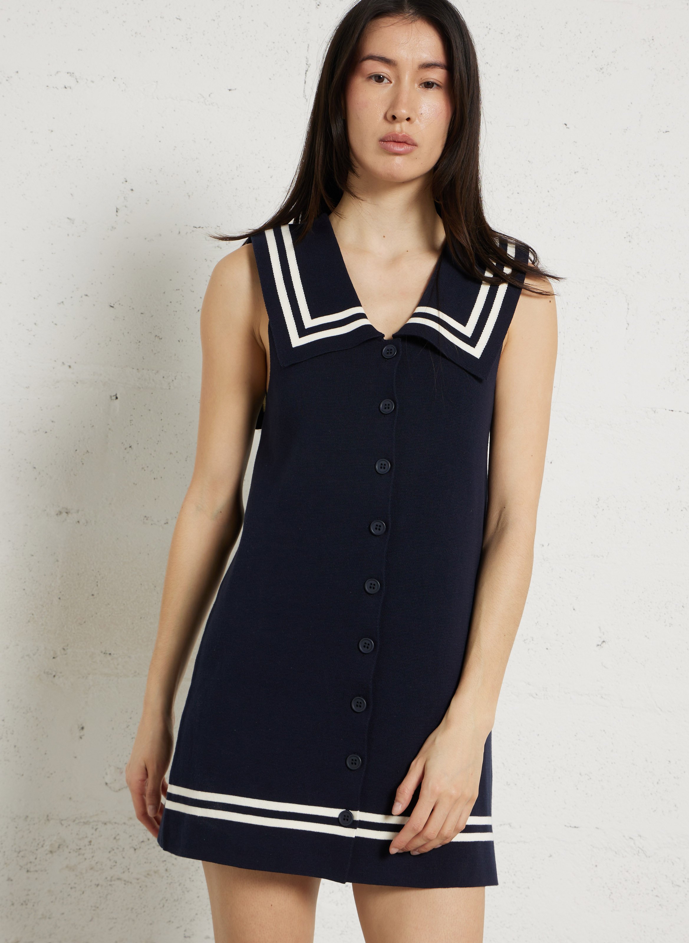 Short cotton sailor collar dress THE TINY BIG SISTER Blue