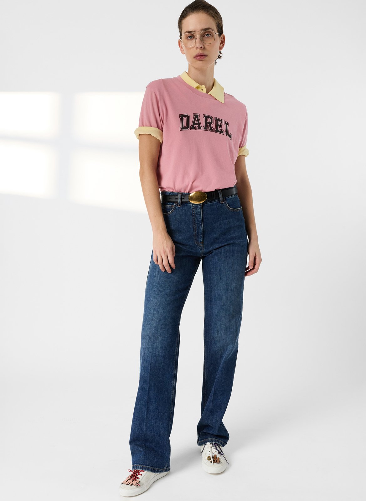 Tee-shirt droit col rond en coton GERARD DAREL Rose