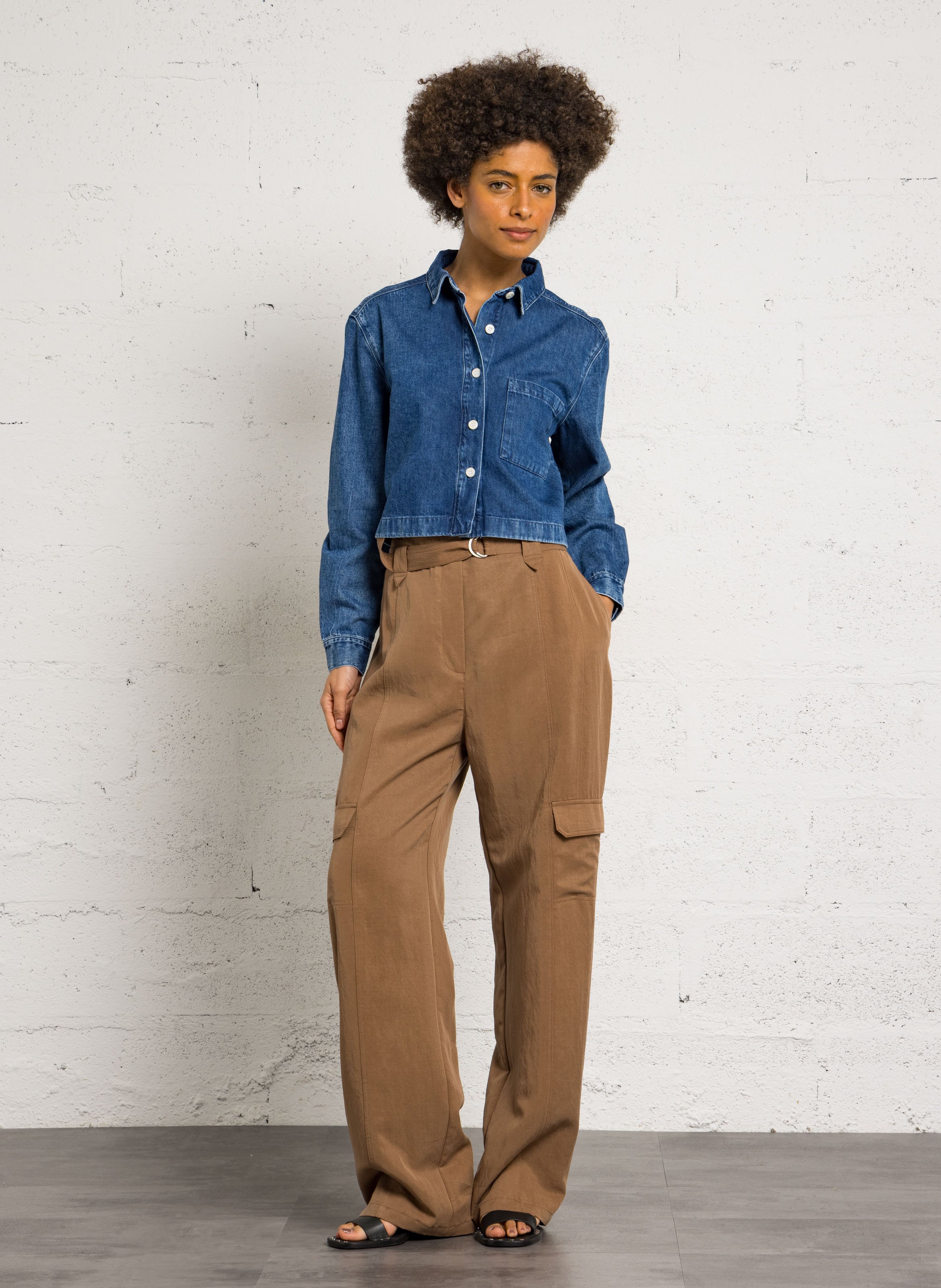 Classic denim shirt DES PETITS HAUTS Beige