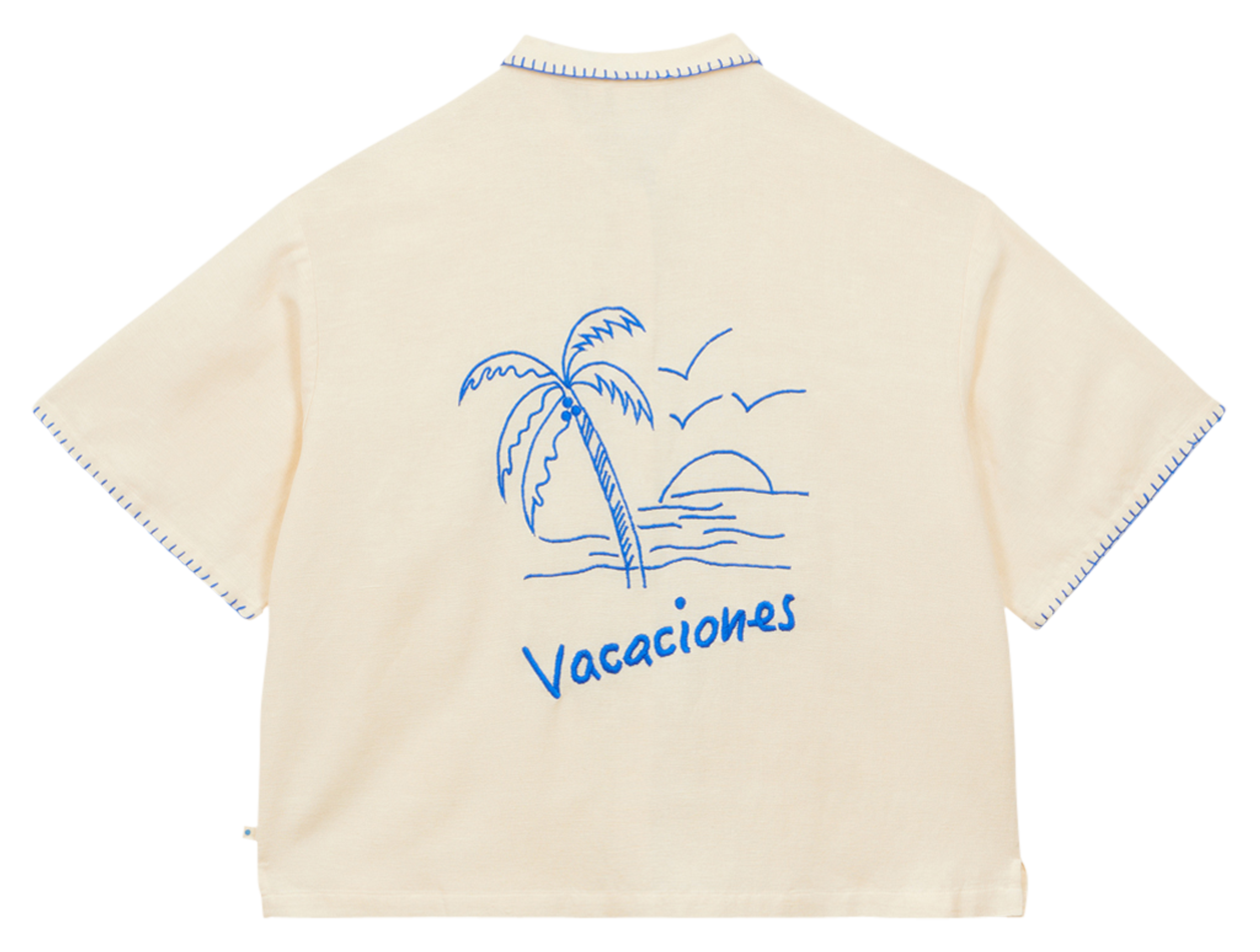 Chemise oversize col classique brodée A.P Beige