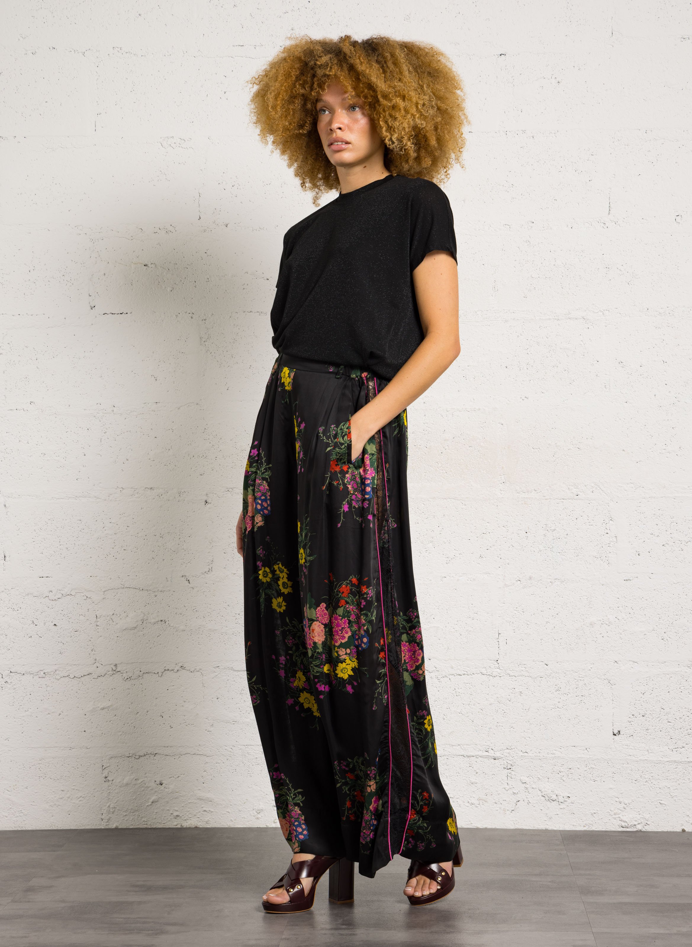 Bandplooibroek met hoge taille MES DEMOISELLES Veelkleurig