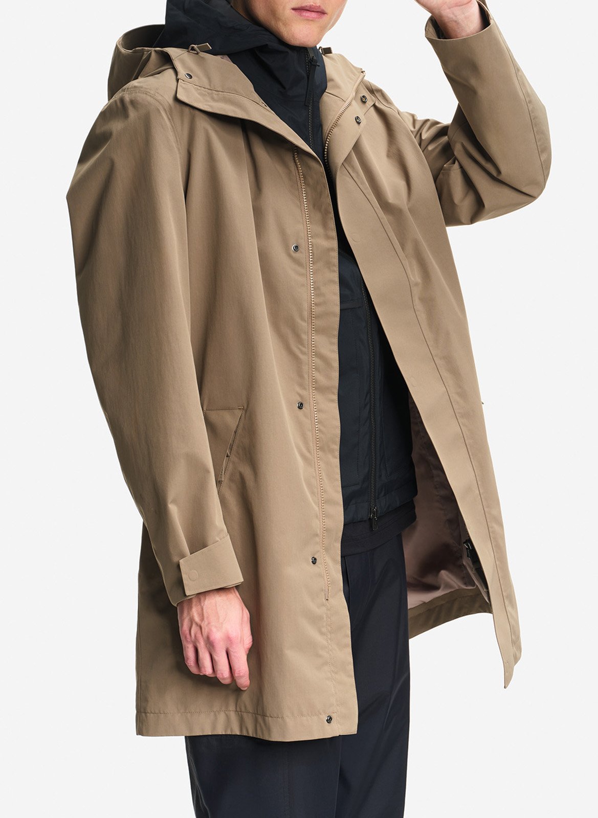 Mid-length straight hooded parka AIGLE Brown