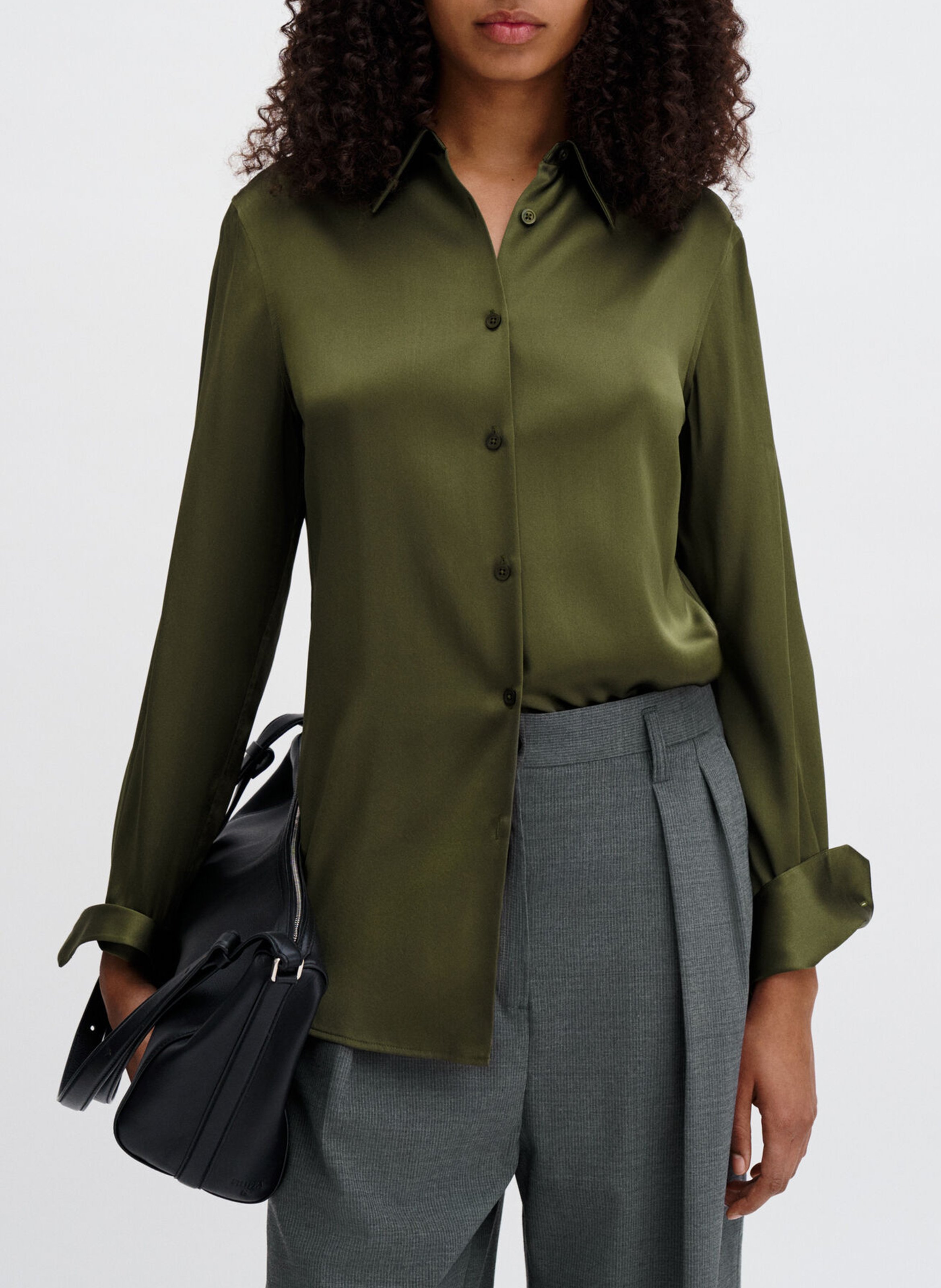 Soepel satijnen effen blouse FILIPPA K Groen