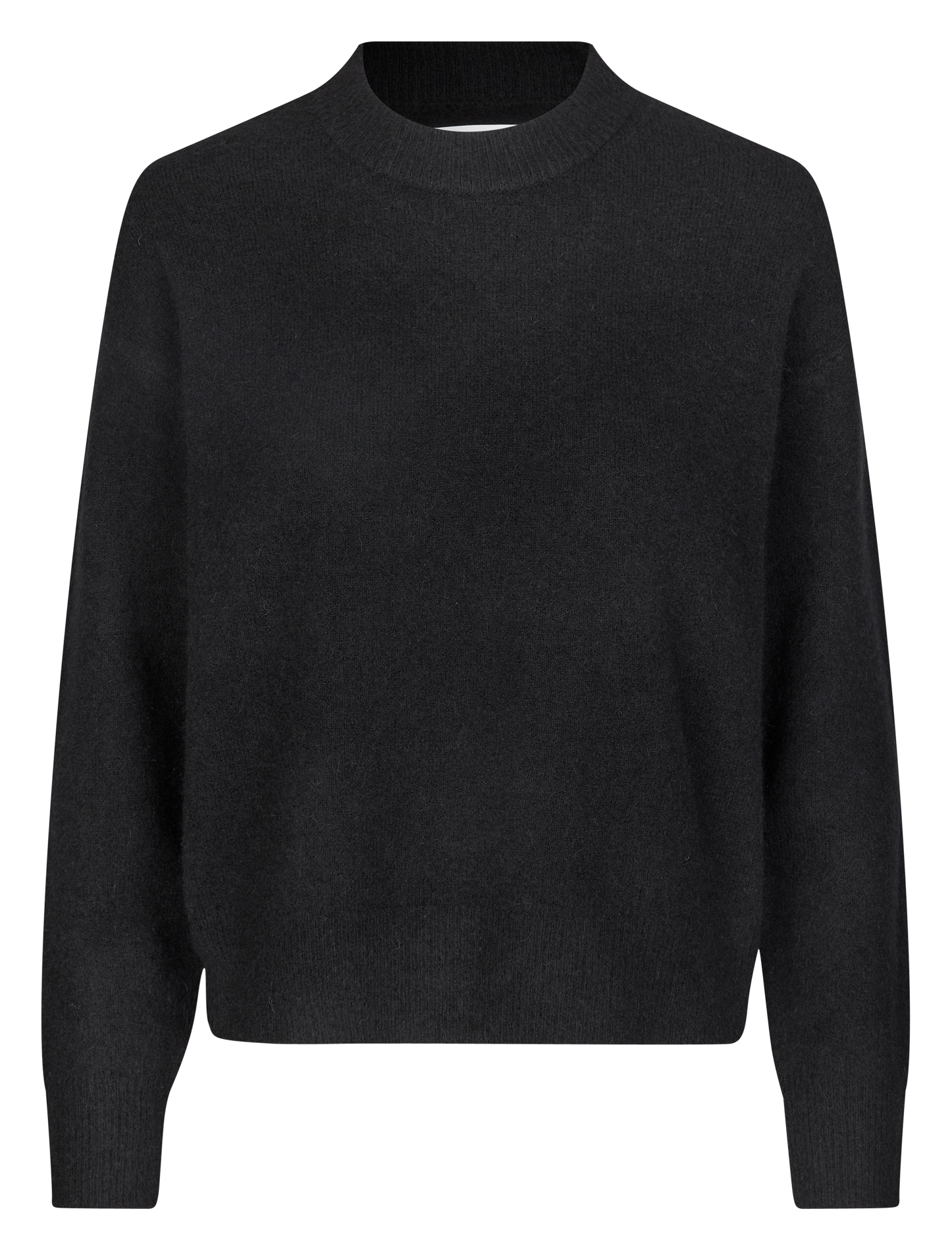 Caissa - Wollstrickpullover mit V-Ausschnitt und Details Schwarz