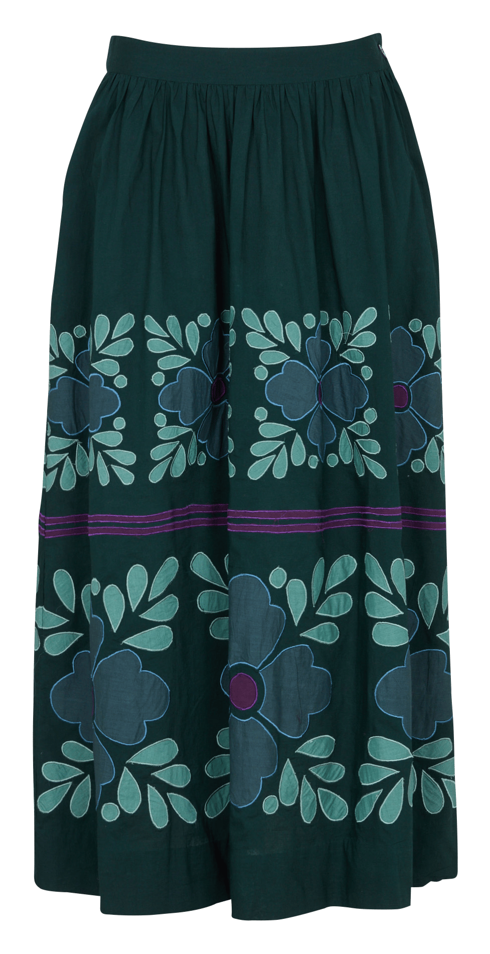 Ausgestellter Midi-Baumwollrock ANTIK BATIK Grun