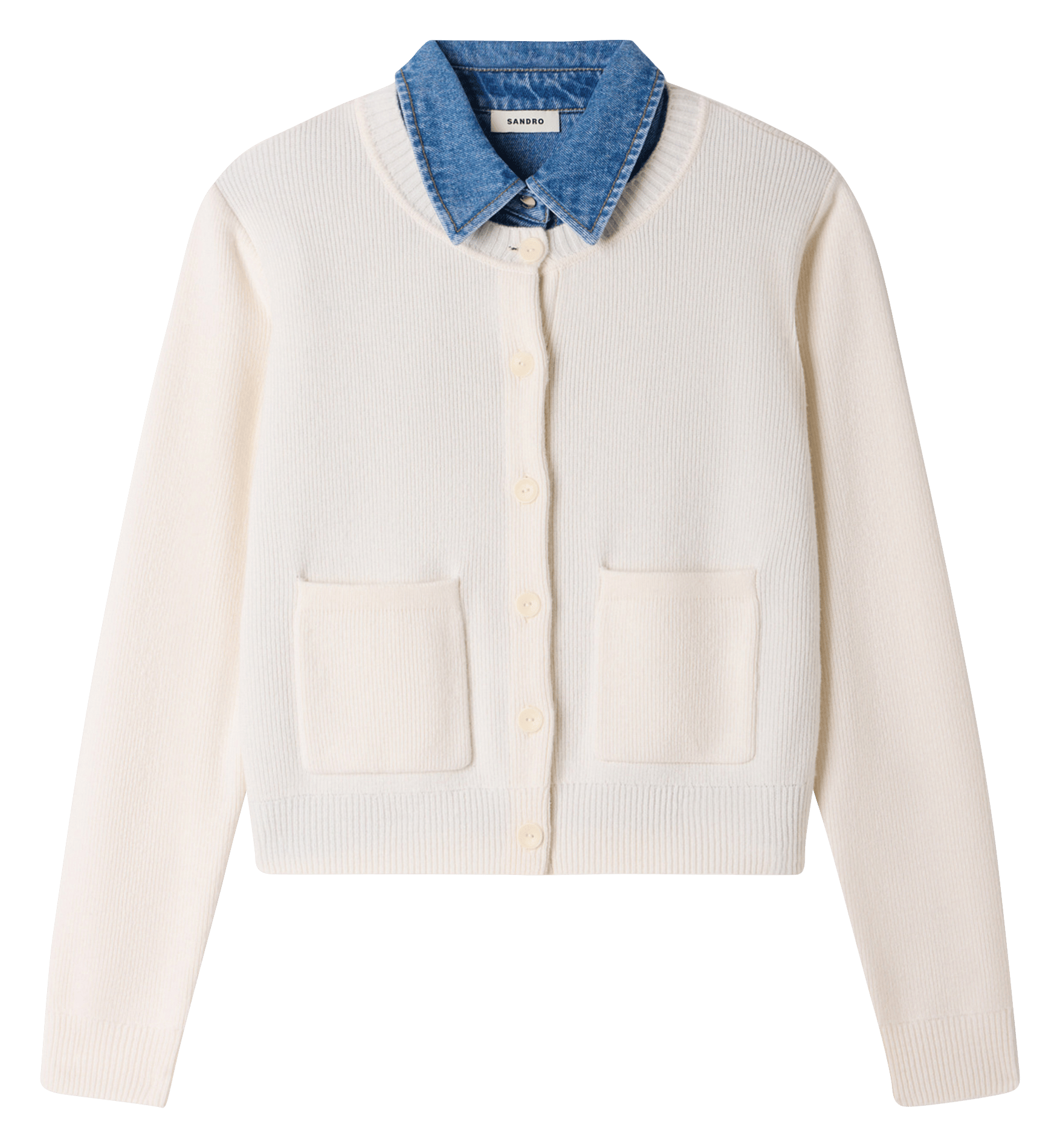Effen gemêleerde wollen cardigan SANDRO Beige