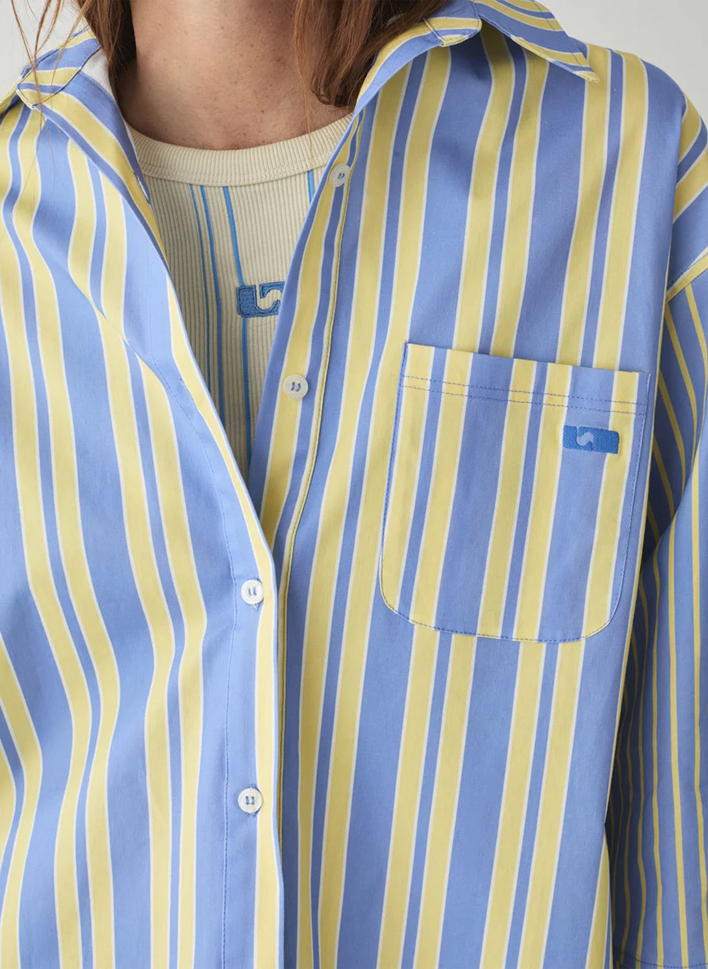 Cotton and linen shirt with classic collar LAAGAM Blue