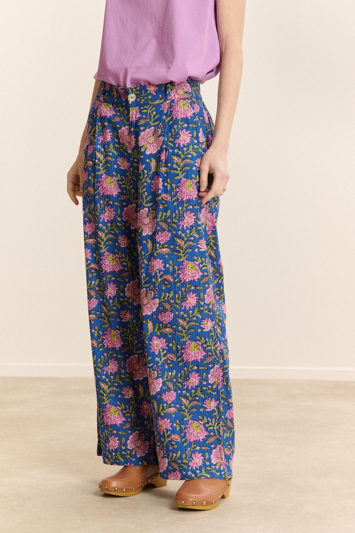 Pantalon large imprimé GARANCE PARIS Bleu