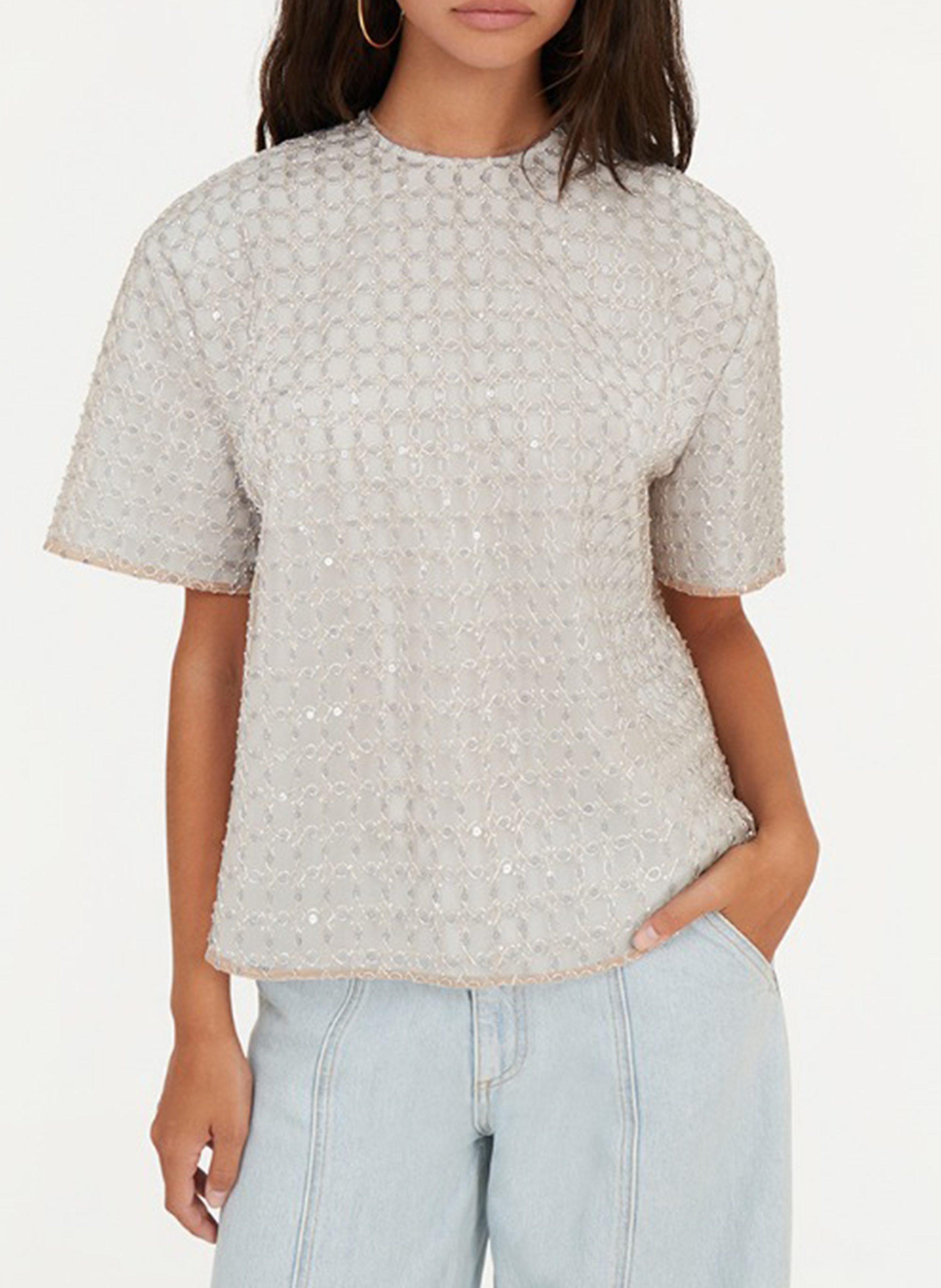 Top oversize brodé ROTATE Noir