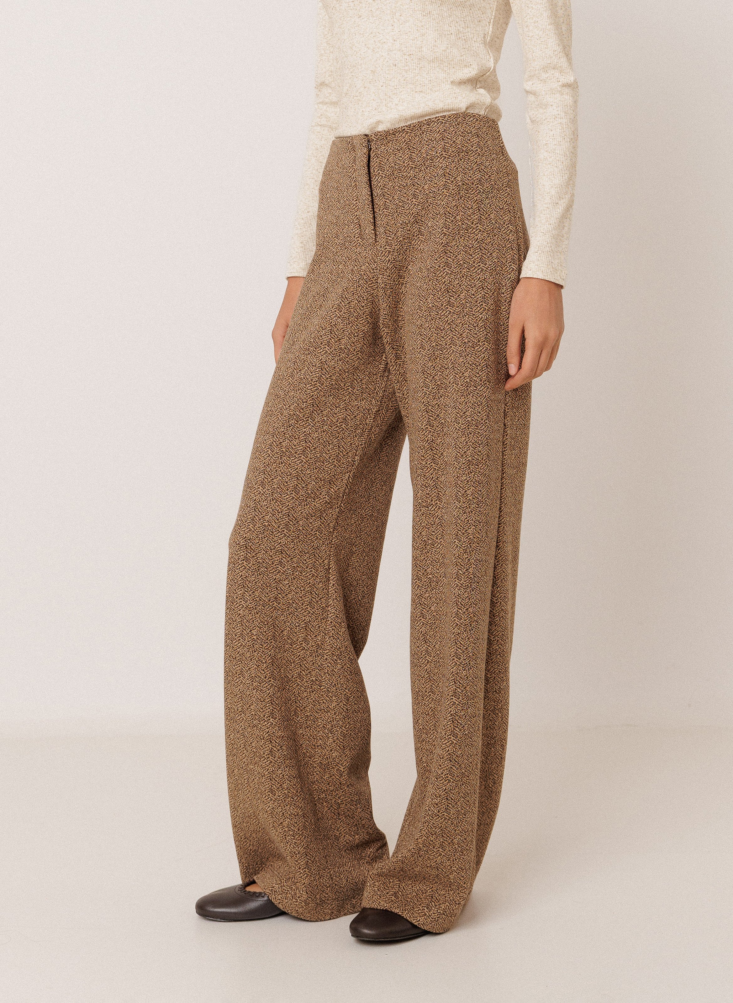 High-waisted wide-leg pants INDI & COLD Brown